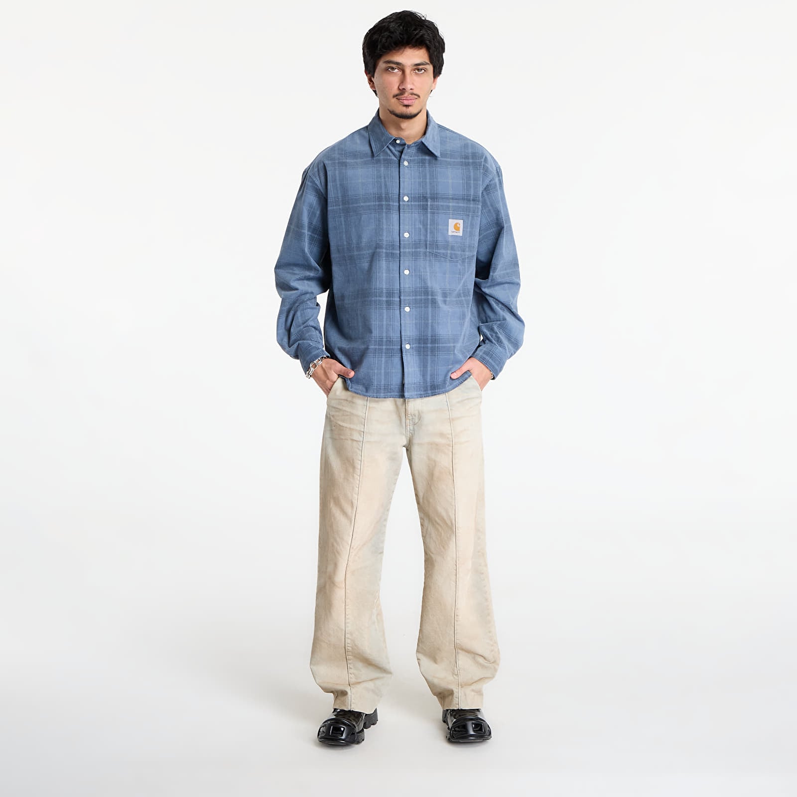 Men's shirts Carhartt WIP L/S Wilber Shirt UNISEX Wilber Check/ Velvet Blue