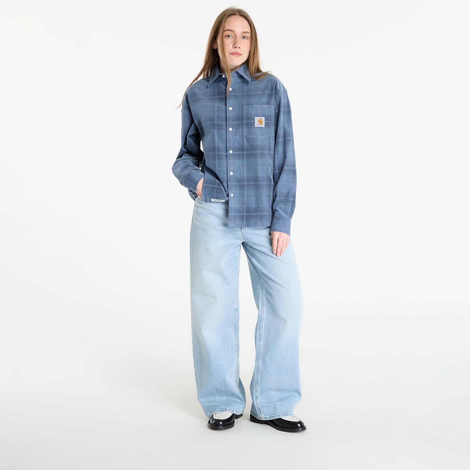 Men's shirts Carhartt WIP L/S Wilber Shirt UNISEX Wilber Check/ Velvet Blue