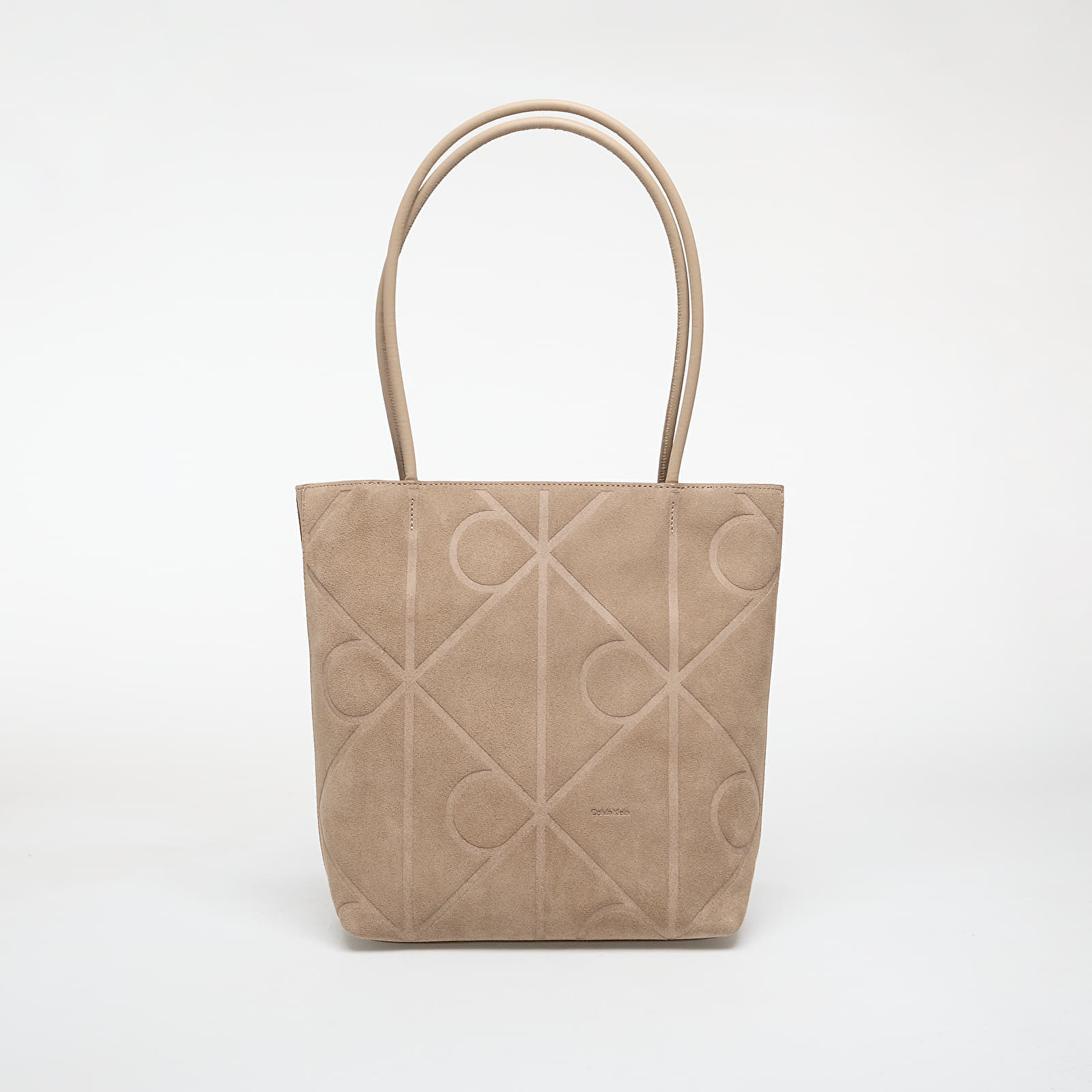 Calvin Klein Emblem Aop Suede Small Tote Desert Taupe Universal