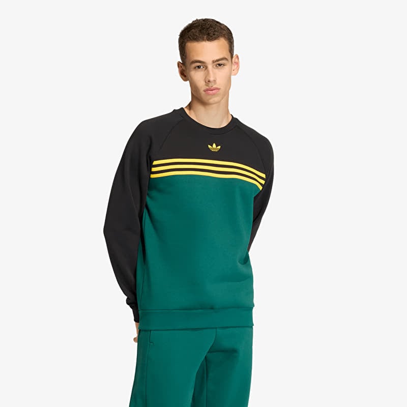 Kampsun adidas Chest Stripes Crewneck Sweatshirt Collegiate Green