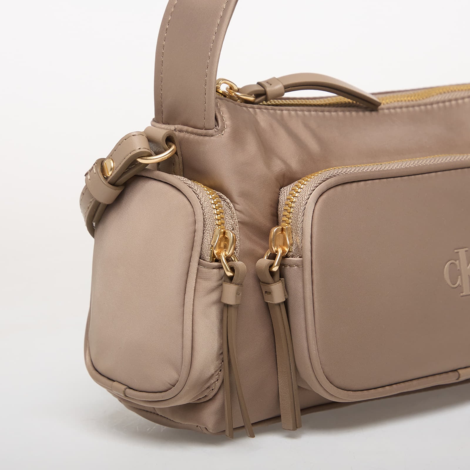 Handbags Calvin Klein Pocket Nylon Bag W/ Strap Beige