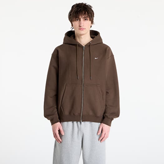 Sweatshirt Nike Solo Swoosh Men's Full-Zip Fleece Hoodie Dark Hazel/ White