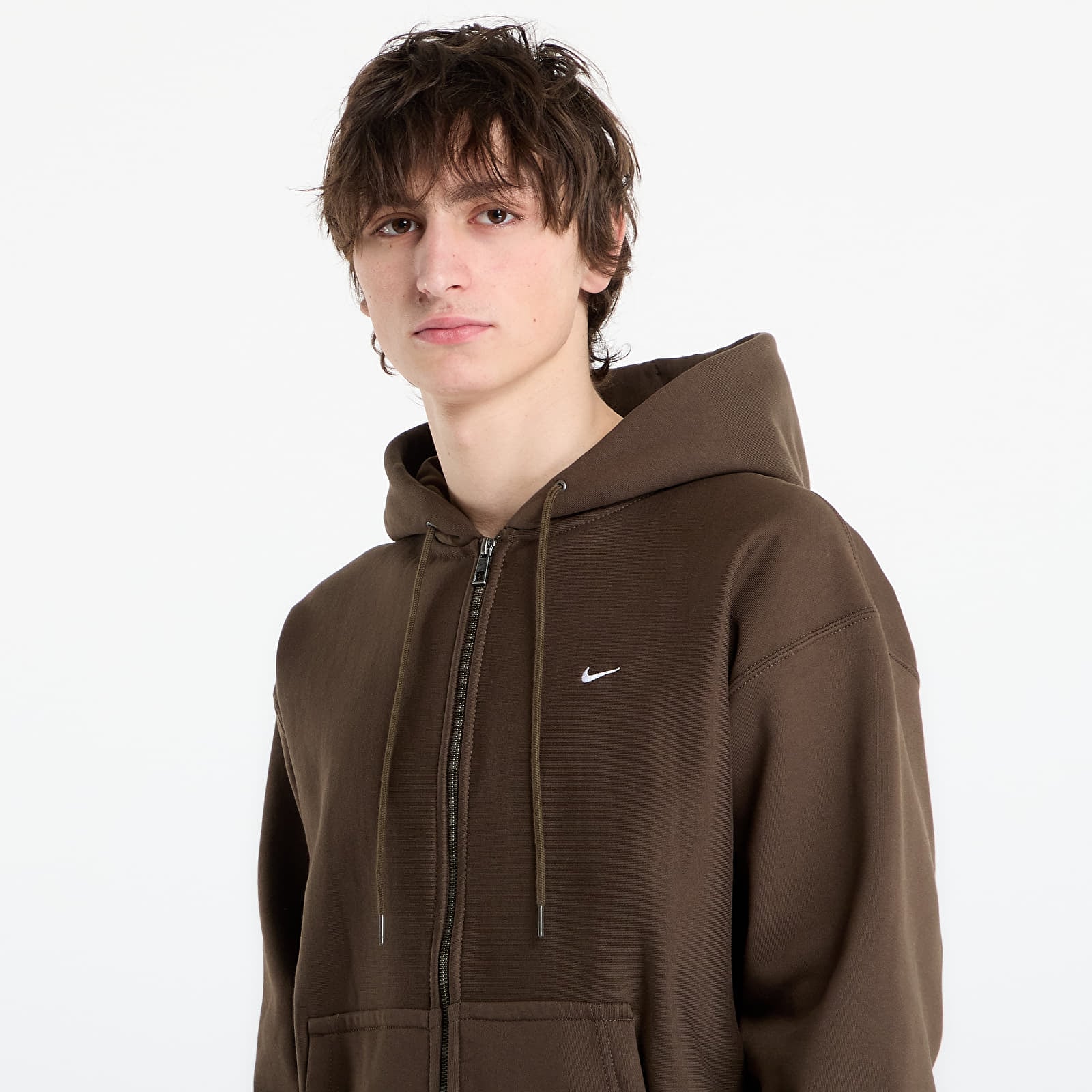 Meeste kampsunid Nike Solo Swoosh Men's Full-Zip Fleece Hoodie Dark Hazel/ White