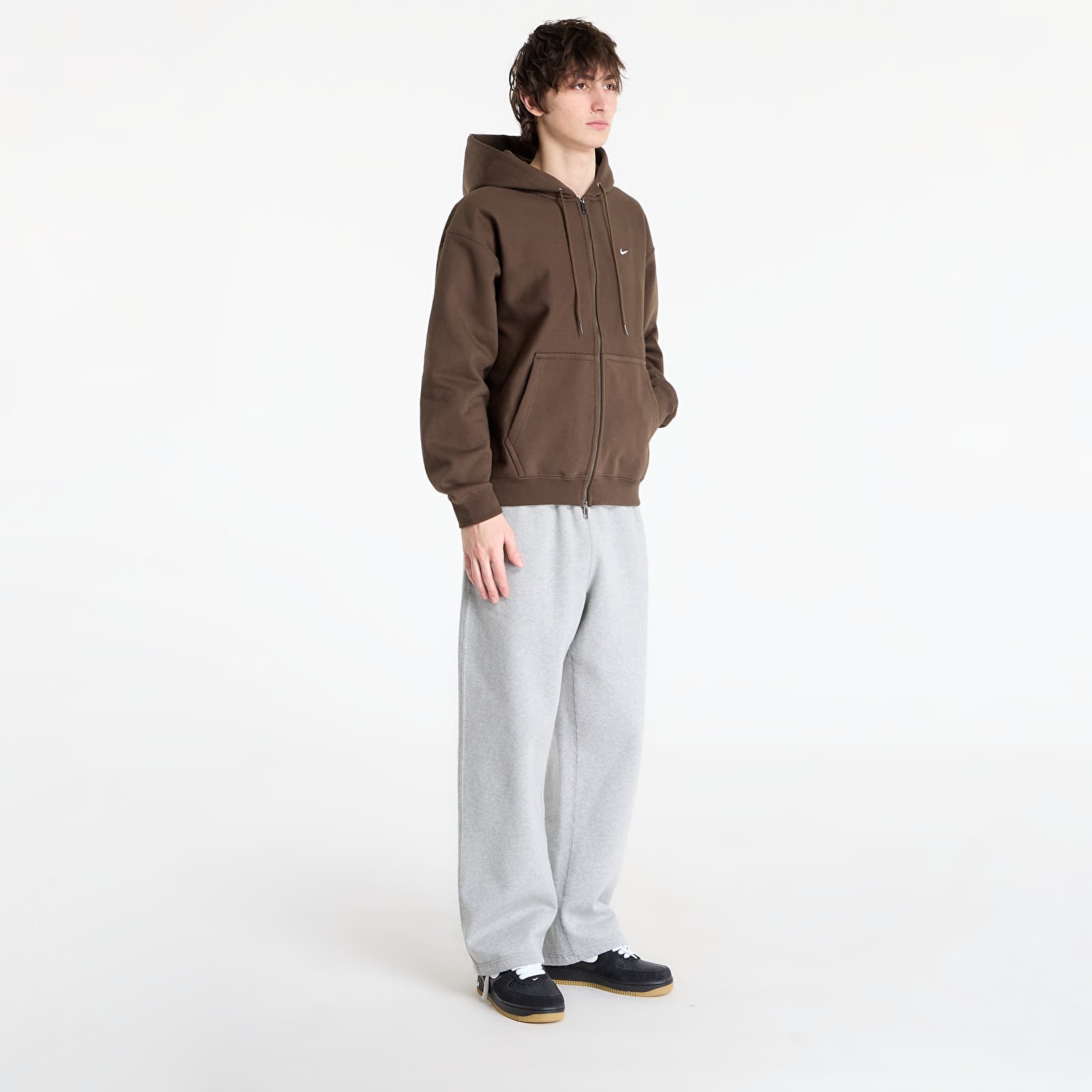 Meeste kampsunid Nike Solo Swoosh Men's Full-Zip Fleece Hoodie Dark Hazel/ White