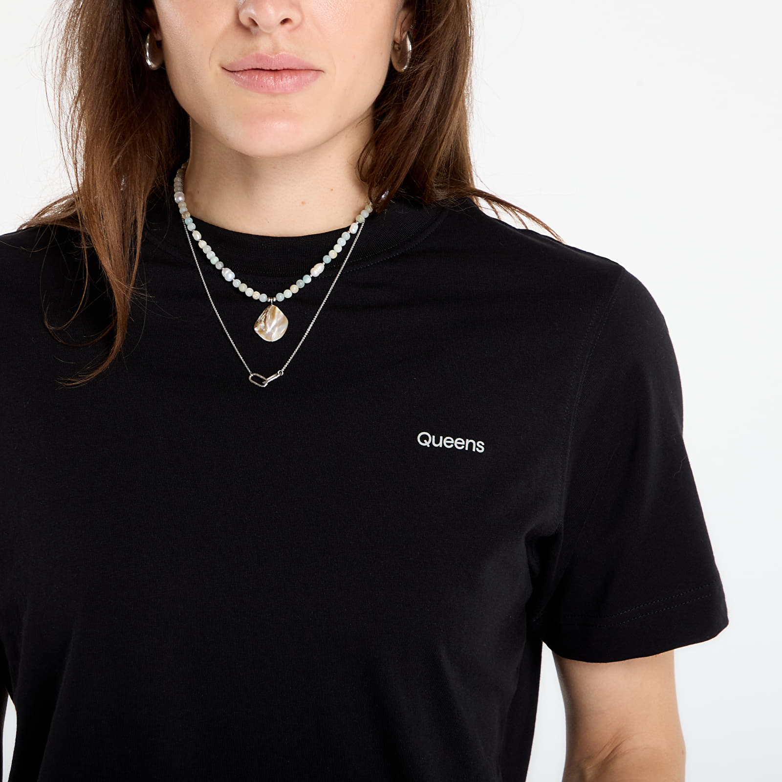 T-paidat Queens Women's Essential T-Shirt With Contrast Print 5-Pack Black/ White/ Navy/ Lavender/ Leaf