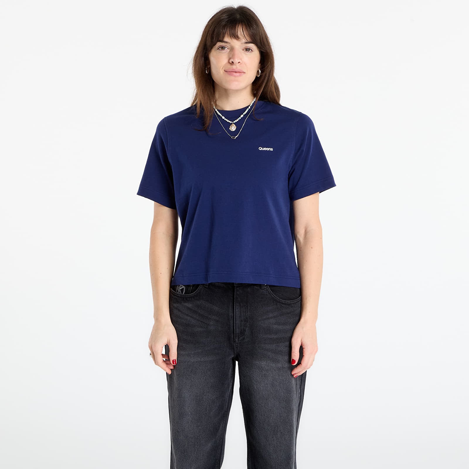 T-paidat Queens Women's Essential T-Shirt With Contrast Print 5-Pack Black/ White/ Navy/ Lavender/ Leaf