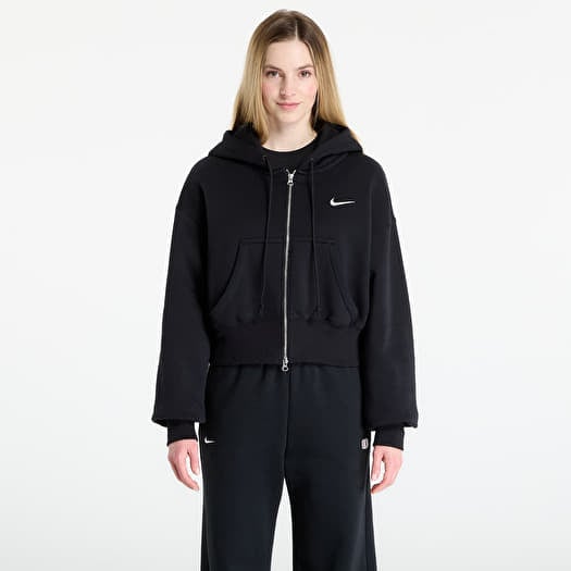 Sweatshirt Nike Sportswear Phoenix Fleece Women's Loose Full-Zip Cropped Hoodie Black/ Sail
