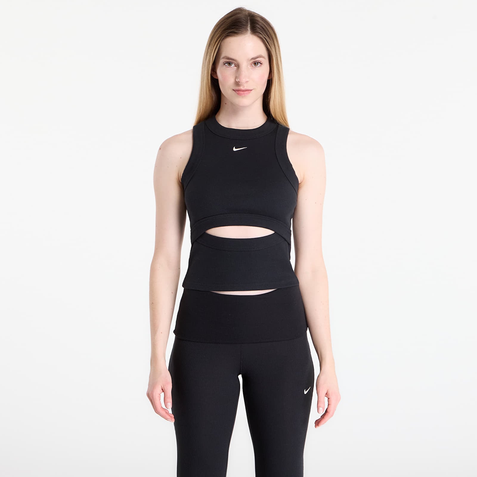 Oberteile Nike Sportswear Chill Knit Women's Tight Ribbed Tank Top Black/ Sail