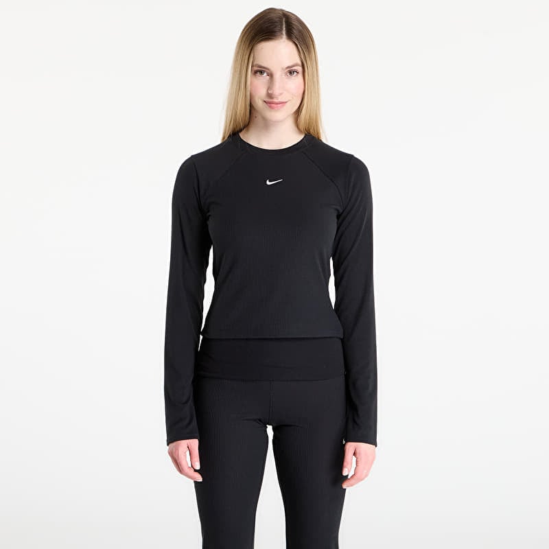 Camiseta Nike Sportswear Chill Knit Women's Tight Long-Sleeve Ribbed Top Black/ Sail