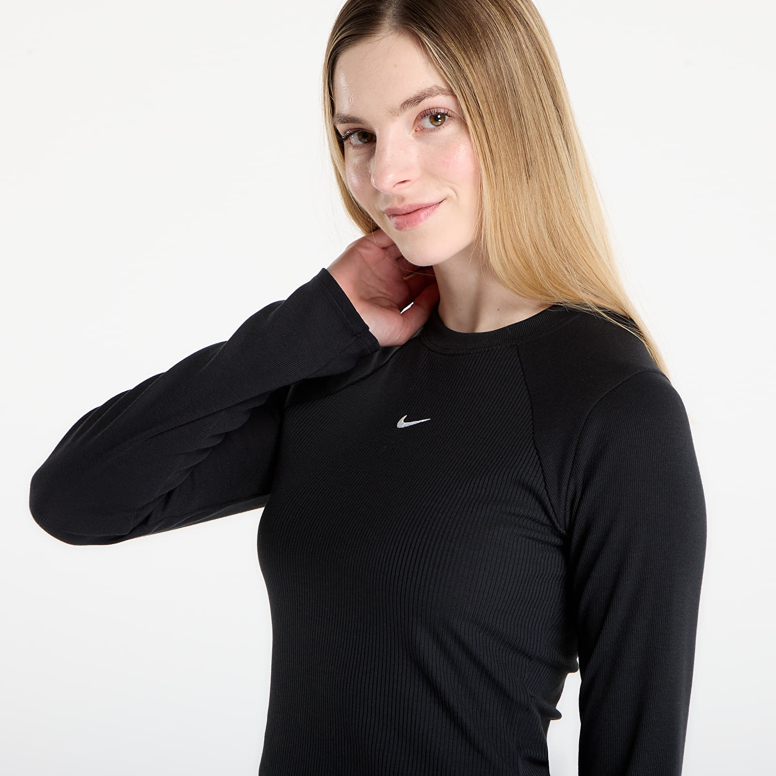 T-särgid Nike Sportswear Chill Knit Women's Tight Long-Sleeve Ribbed Top Black/ Sail