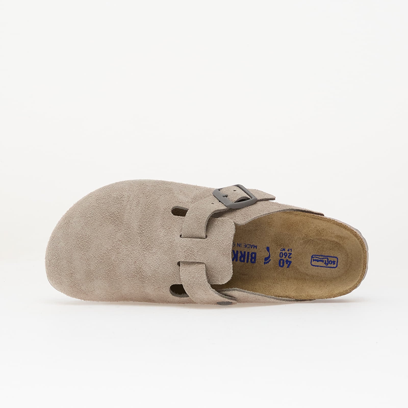 Scarpe uomo Birkenstock Boston Soft Footbed Suede Leather Unisex Stone Coin
