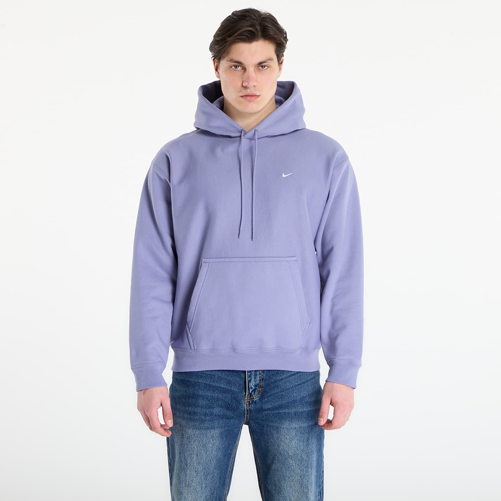 Sweatshirt Nike Solo Swoosh Men's Pullover Hoodie Iron Purple/ White S