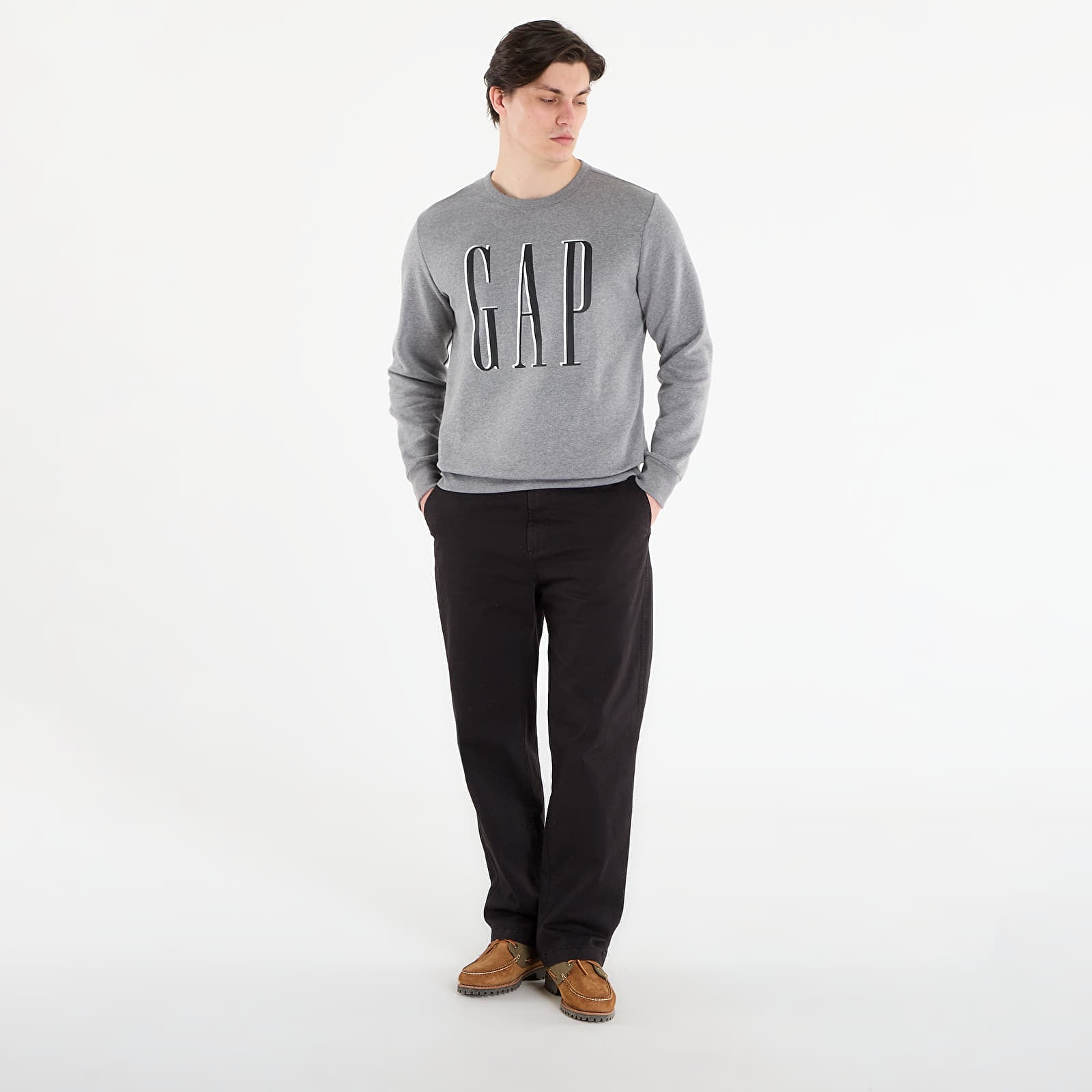 Mikiny GAP V-Lw Db Fleece Heather Grey