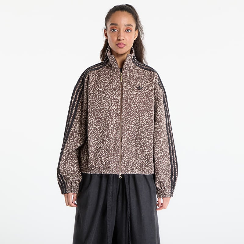 Jakk adidas Firebird Oversized Aop Denim Jacket Earth Strata/ Stone Khaki