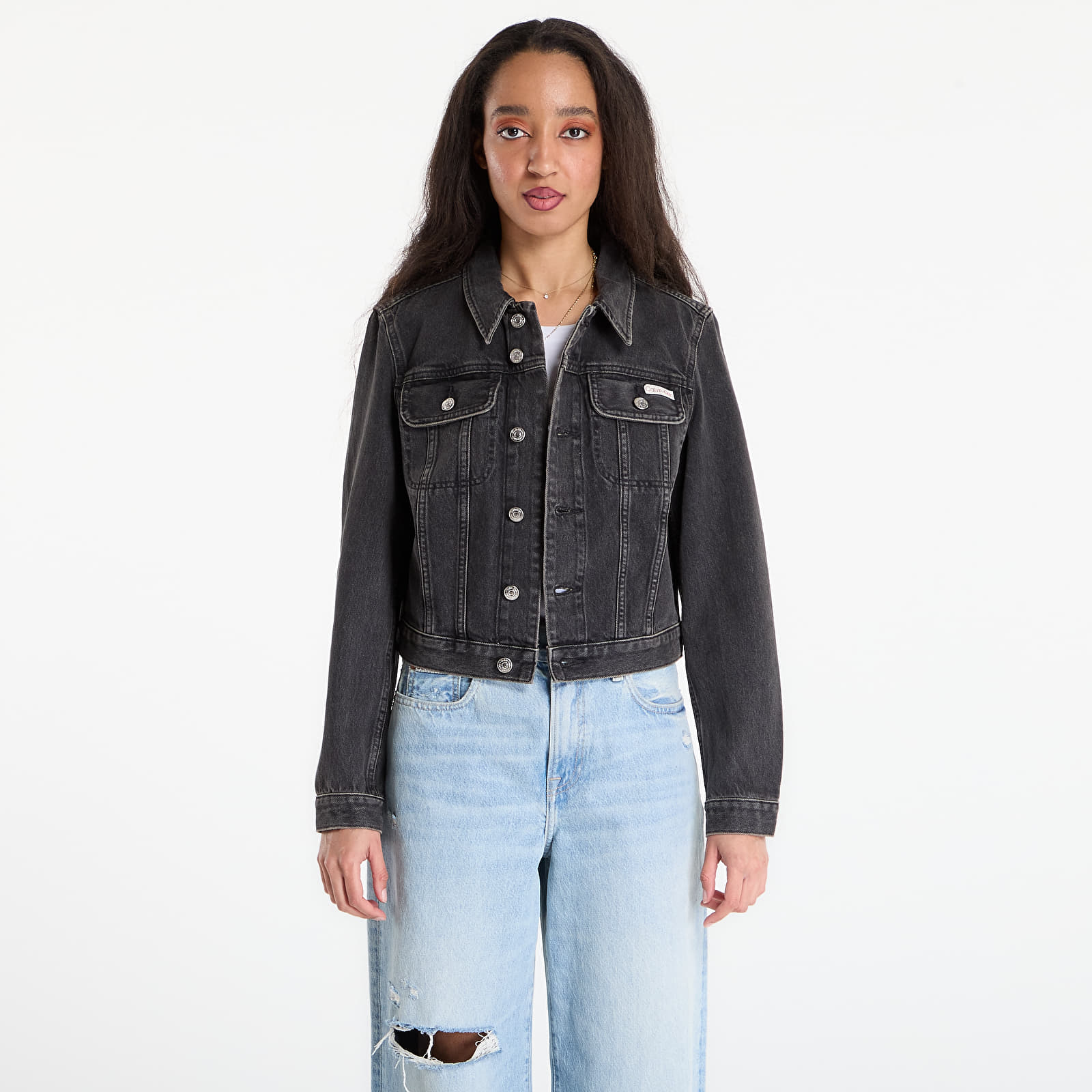 Dámske bundy Calvin Klein Jeans Cropped 90S Denim Jacket Black