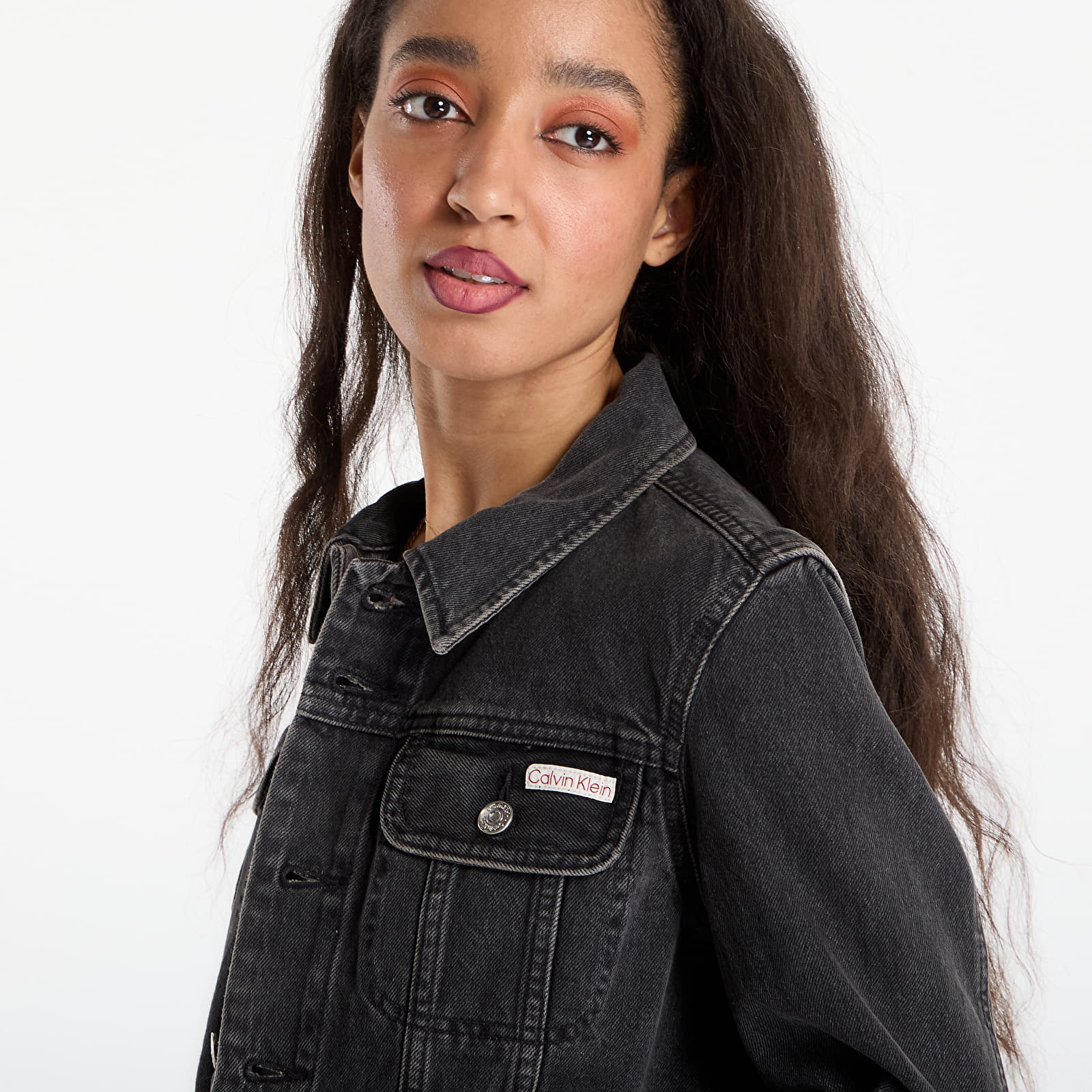 Dámske bundy Calvin Klein Jeans Cropped 90S Denim Jacket Black