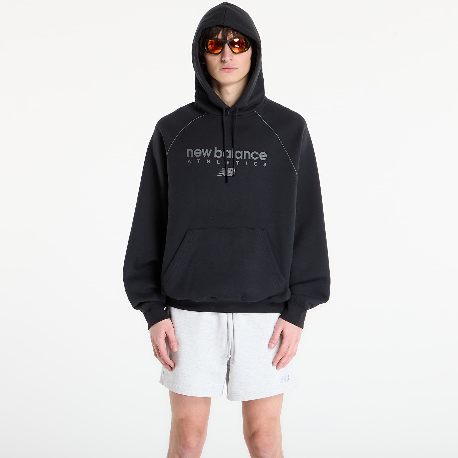 Vīriešu džemperi New Balance Linear Graphic Fleece Hoodie Black