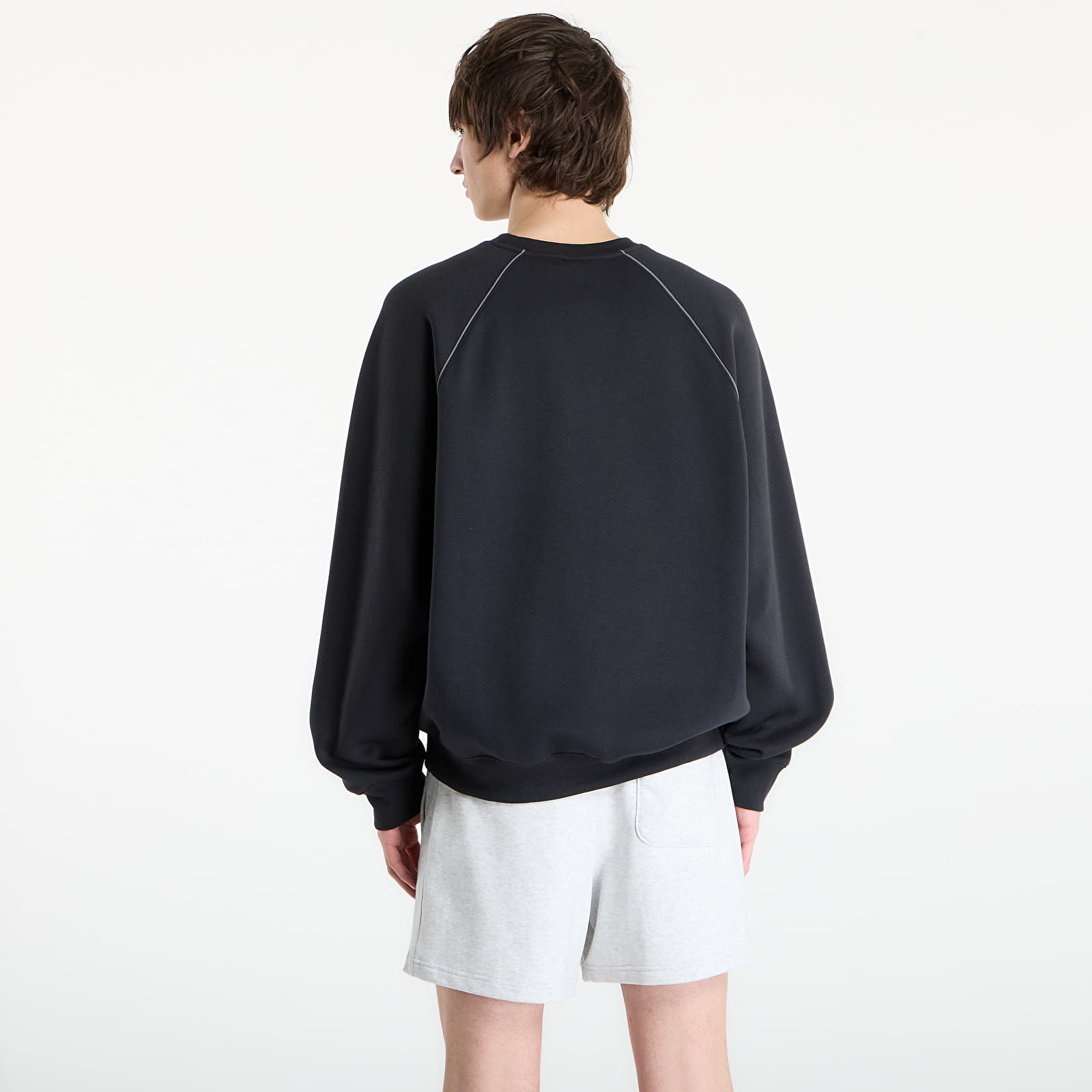 Muške dukserice New Balance Linear Graphic Fleece Crew Black