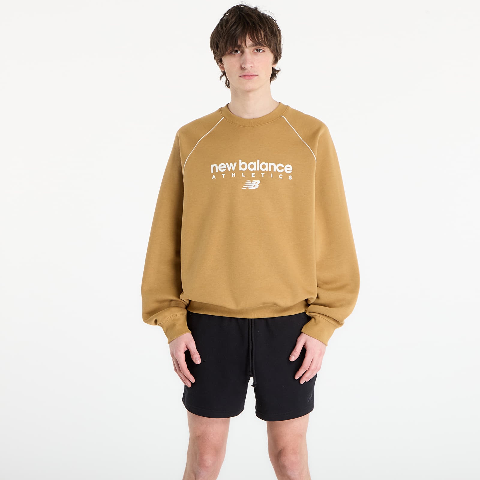 Men's sweatshirts New Balance Linear Graphic Fleece Crew Stucco