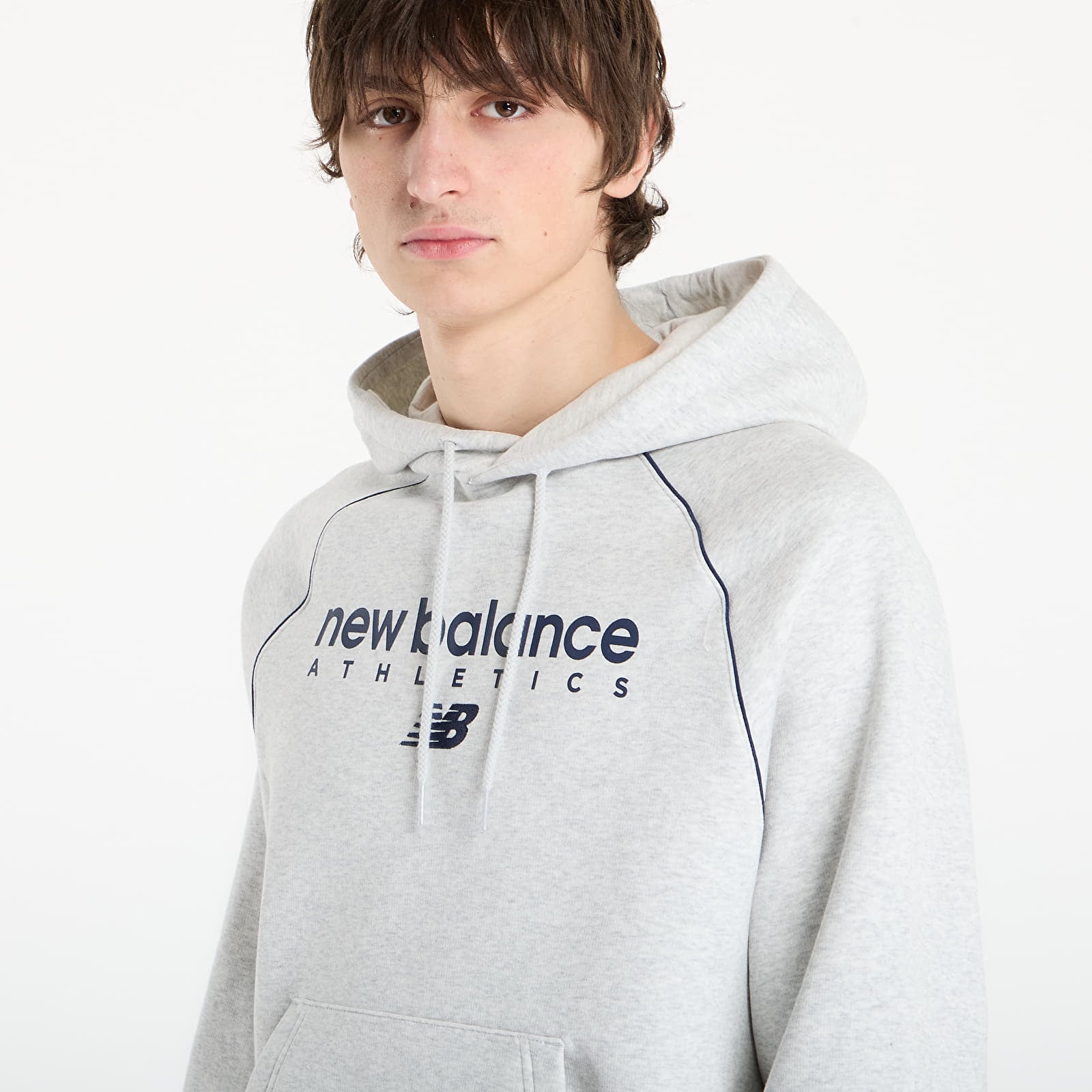 Men's sweatshirts New Balance Linear Graphic Fleece Hoodie Ash Heather