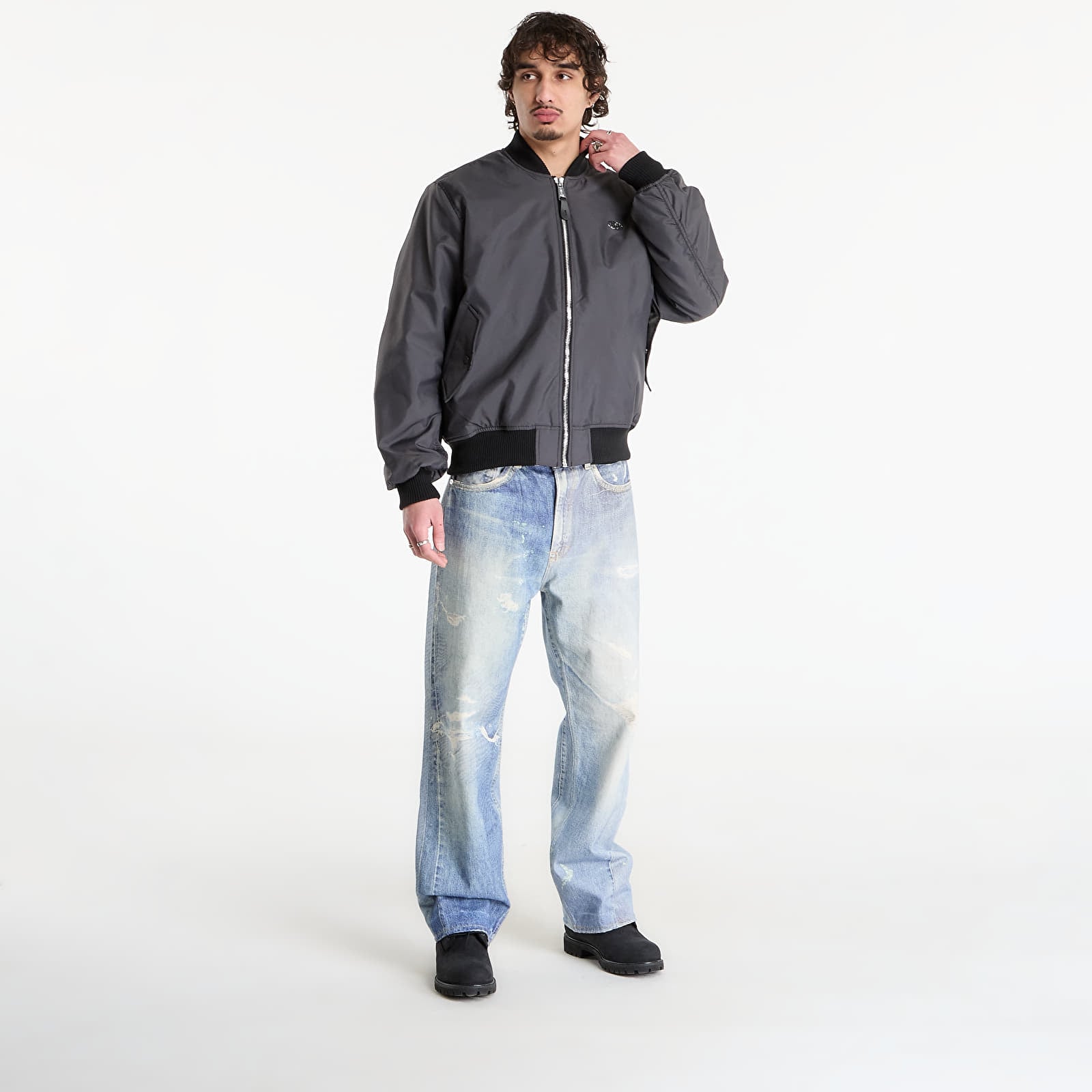 Herrenjacken Alpha Industries World Logo MA-1 Vintage Grey