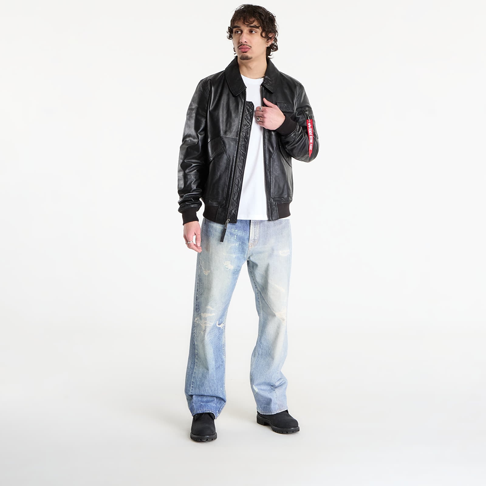 Men's jackets Alpha Industries CWU-45/P Leather Black