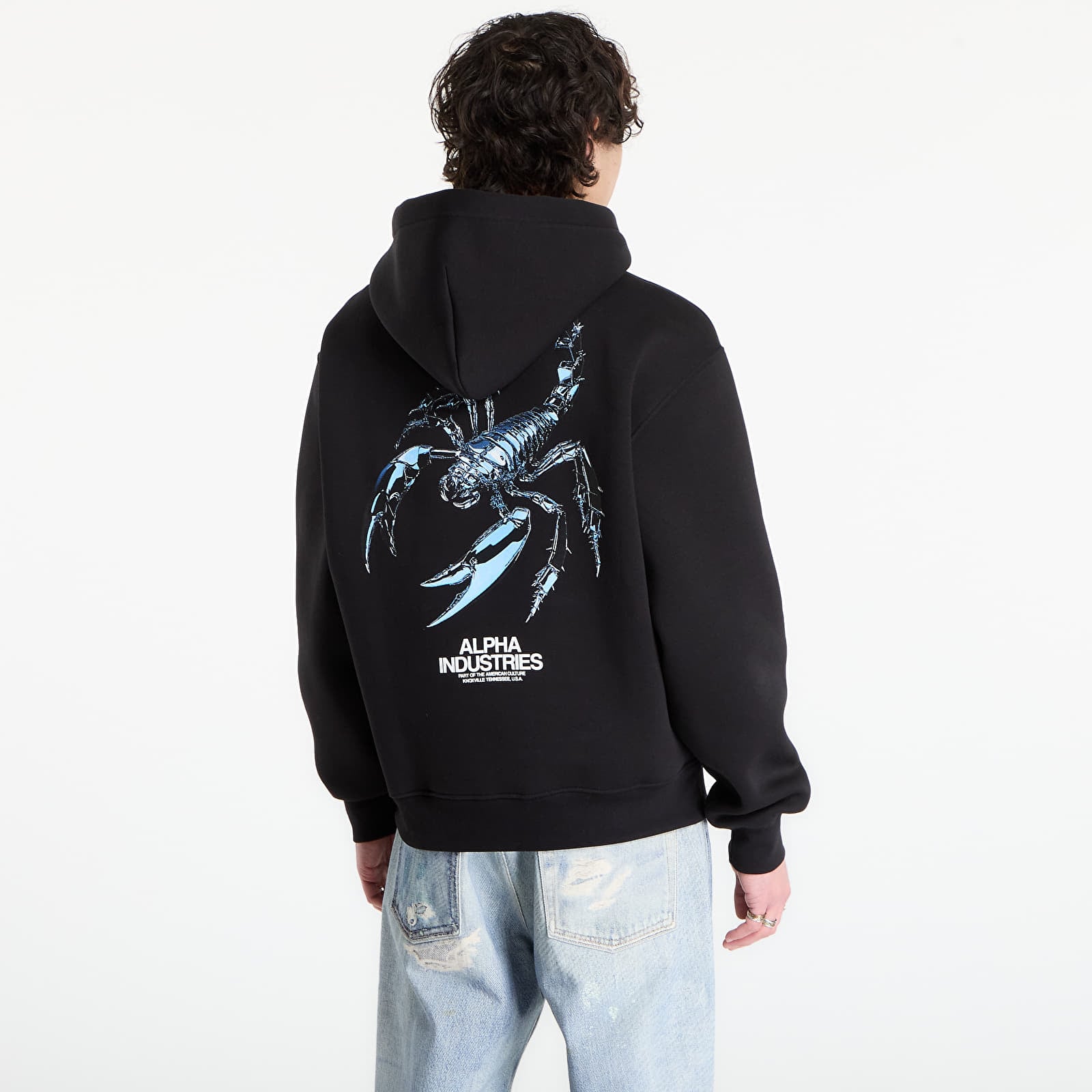 Herren-Sweatshirts Alpha Industries Scorpion Cyborg Hoodie Black