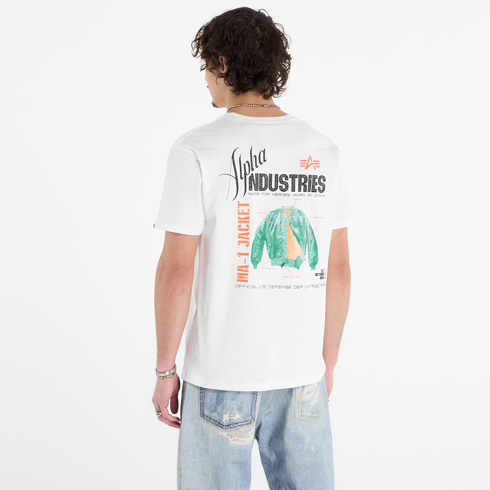 Ανδρικά μπλουζάκια Alpha Industries Heritage Backprint T-Shirt White/ Sage