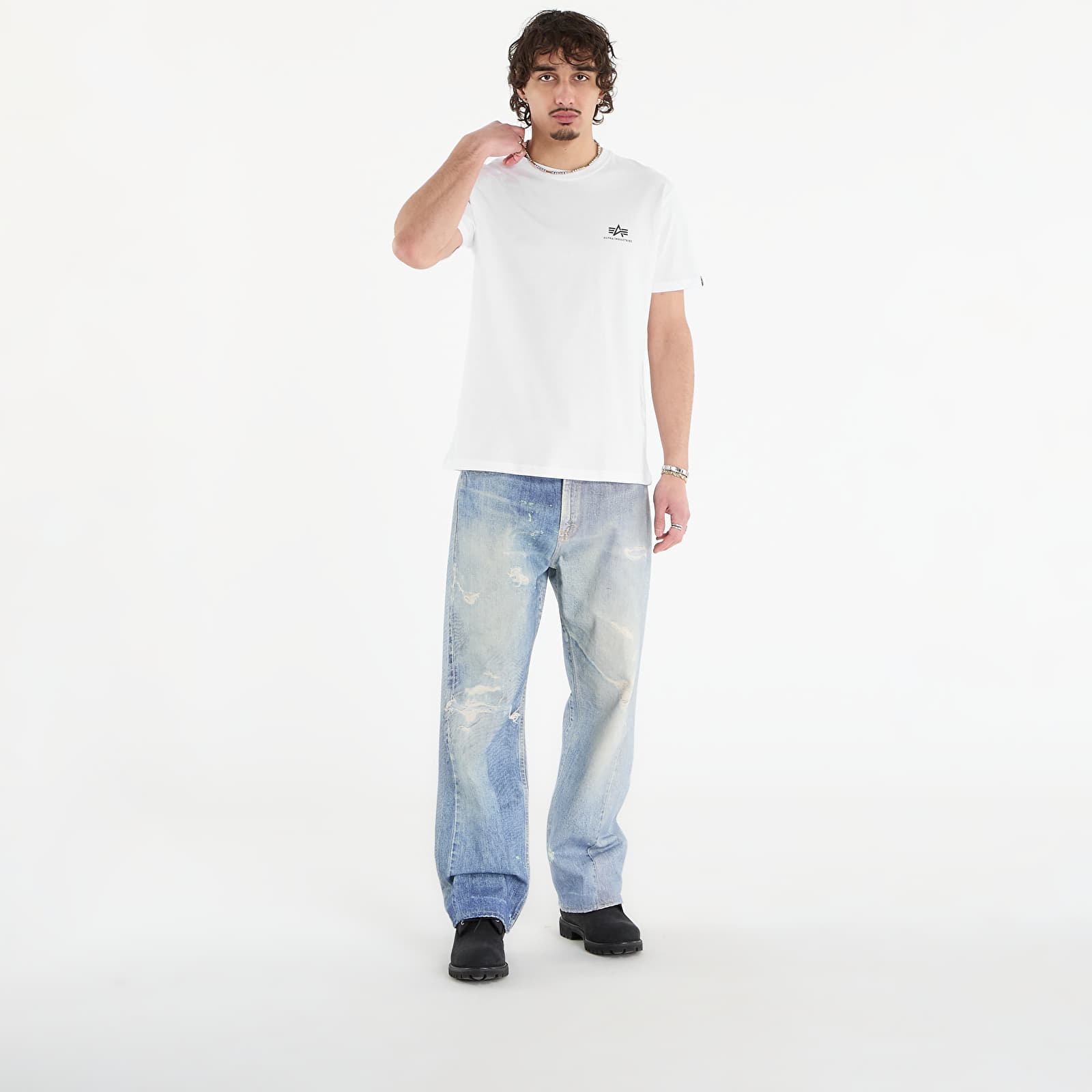 Ανδρικά μπλουζάκια Alpha Industries Heritage Backprint T-Shirt White/ Sage