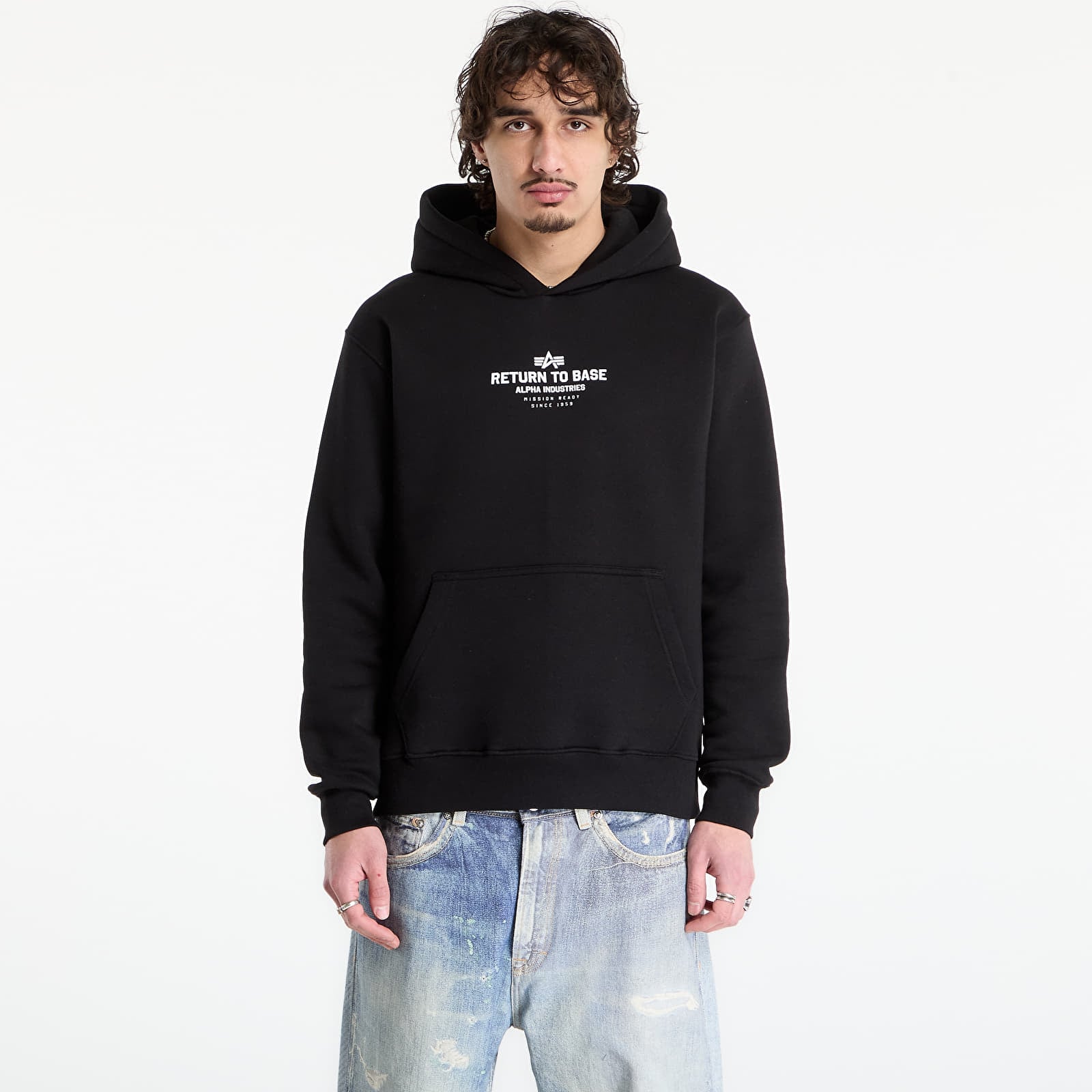 Herren-Sweatshirts Alpha Industries Return To Base Hoodie Black