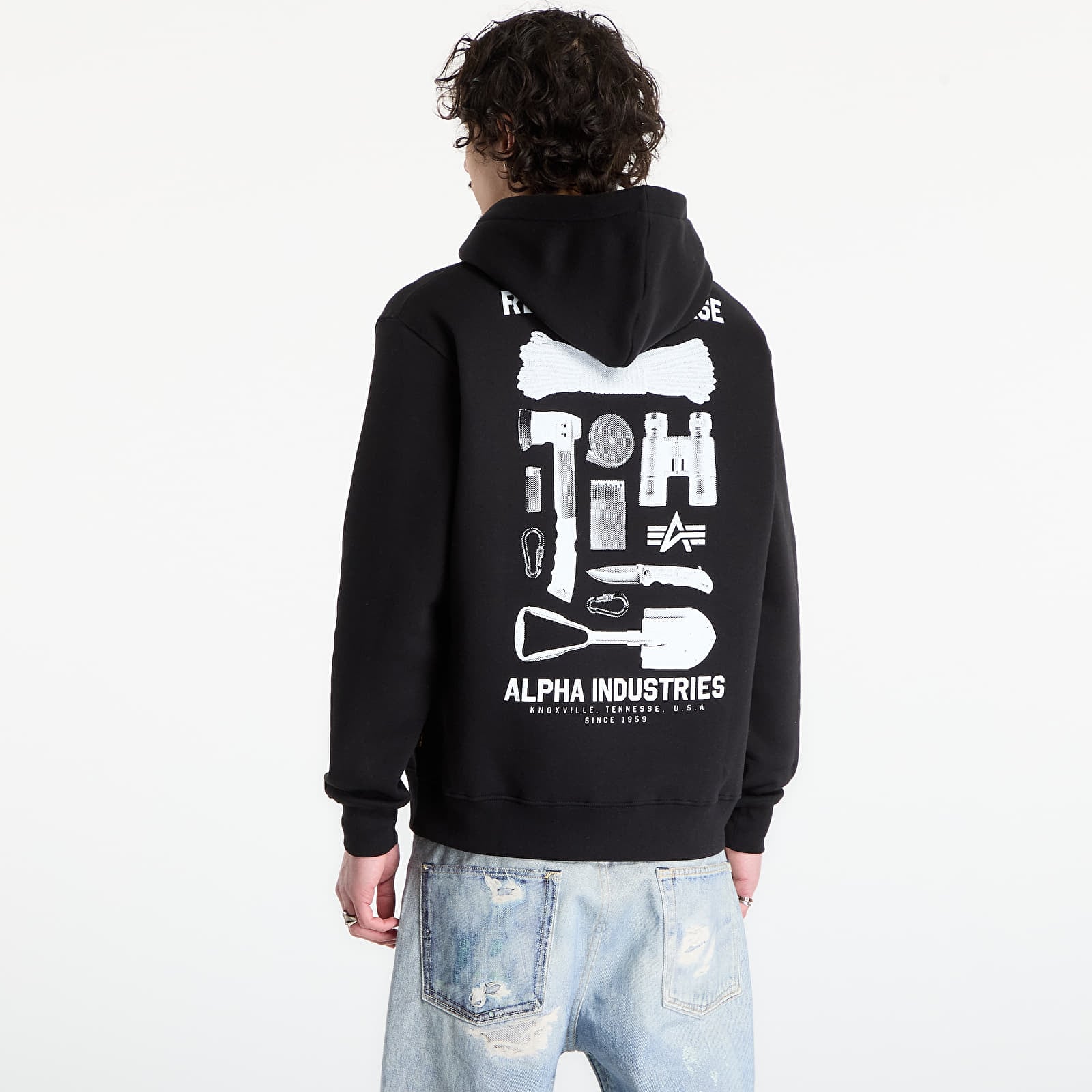Herren-Sweatshirts Alpha Industries Return To Base Hoodie Black