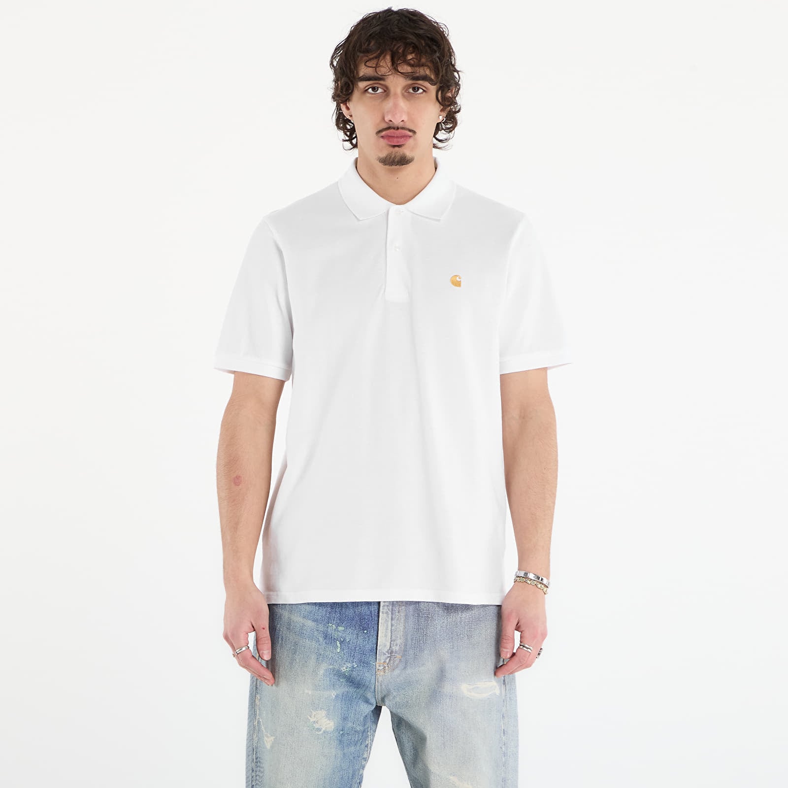 T-shirt Carhartt WIP S/S Chase Pique Polo UNISEX White/ Gold S