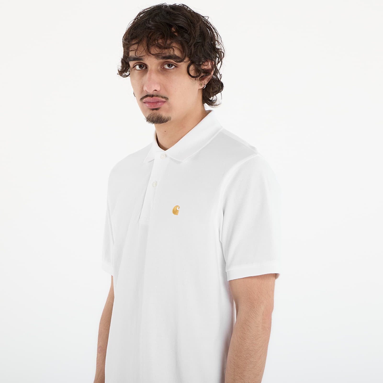 Men's T-shirts Carhartt WIP S/S Chase Pique Polo UNISEX White/ Gold