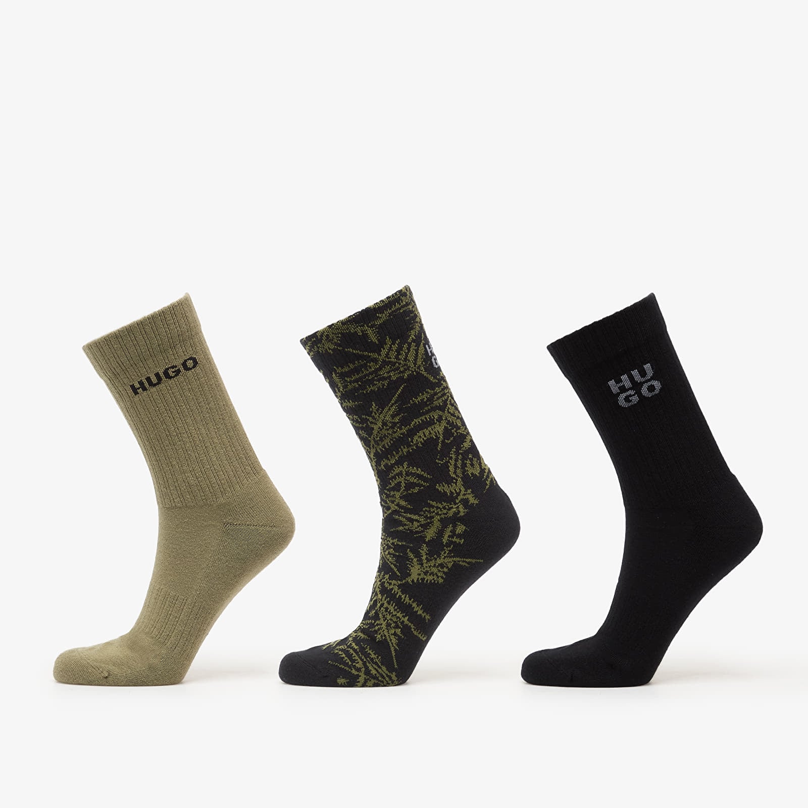 Calze uomo Hugo Boss Qs Rib Fern Socks 3-Pack Black