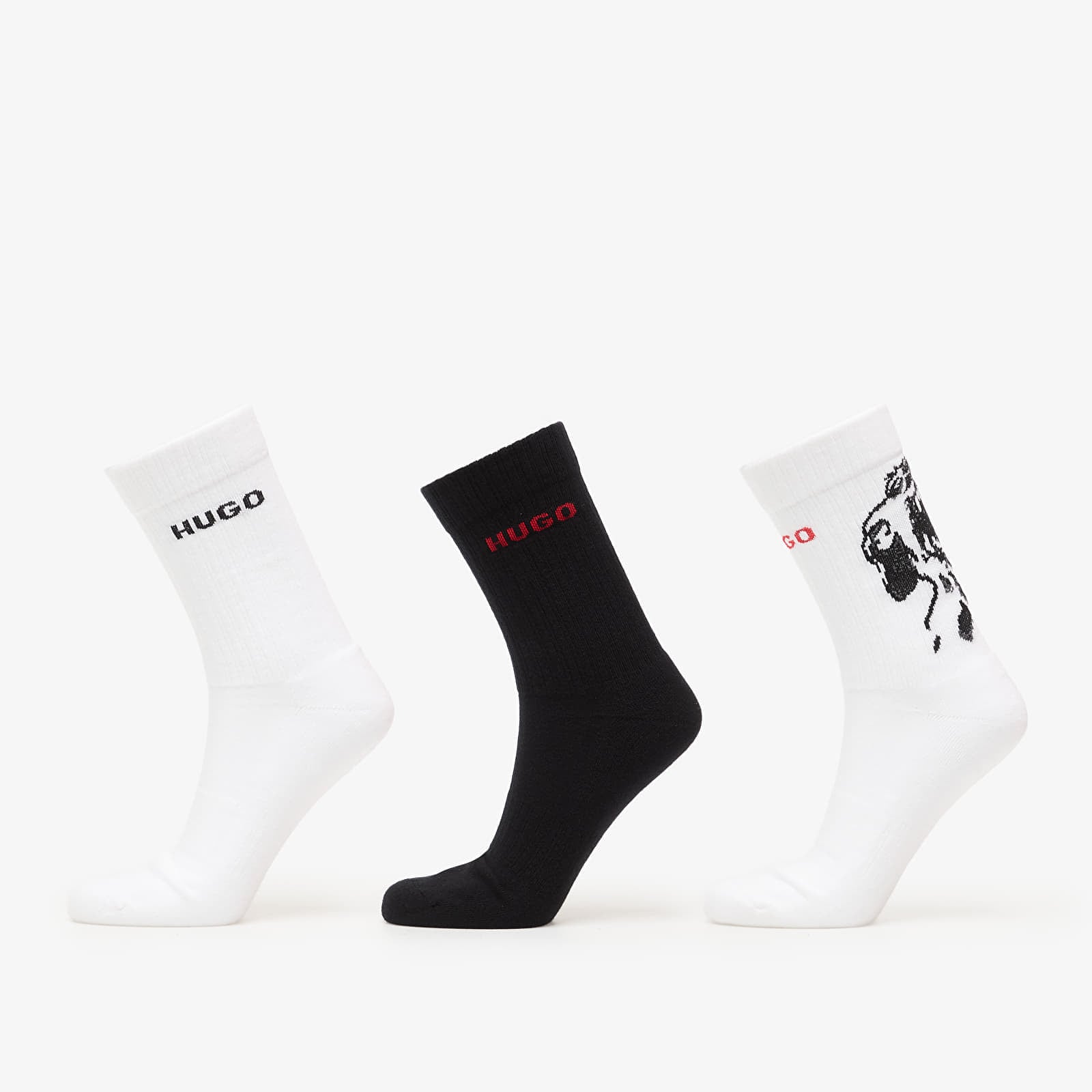 Hugo Boss Qs Angry Dog Socks 3-Pack White 40-46