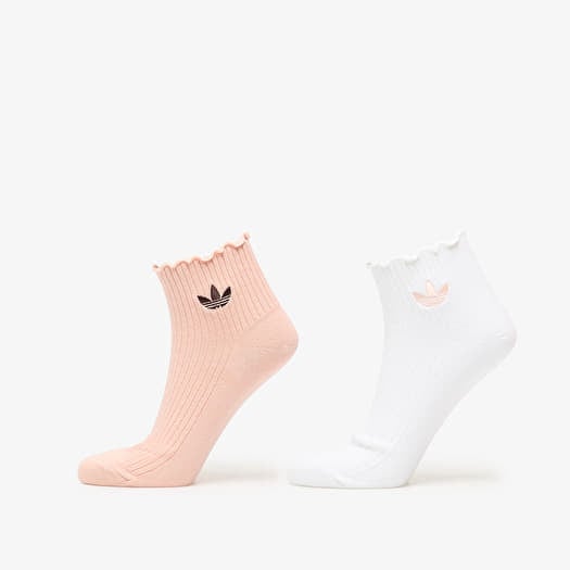 adidas Ruffle 1/4 Socks 2-Pack Blush Pink/ White