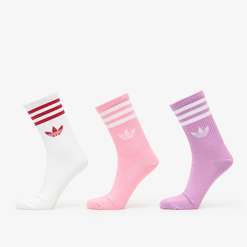 adidas 3-Stripes Crew Socks 3 Pairs Preloved Purple/ Bliss Pink/ White