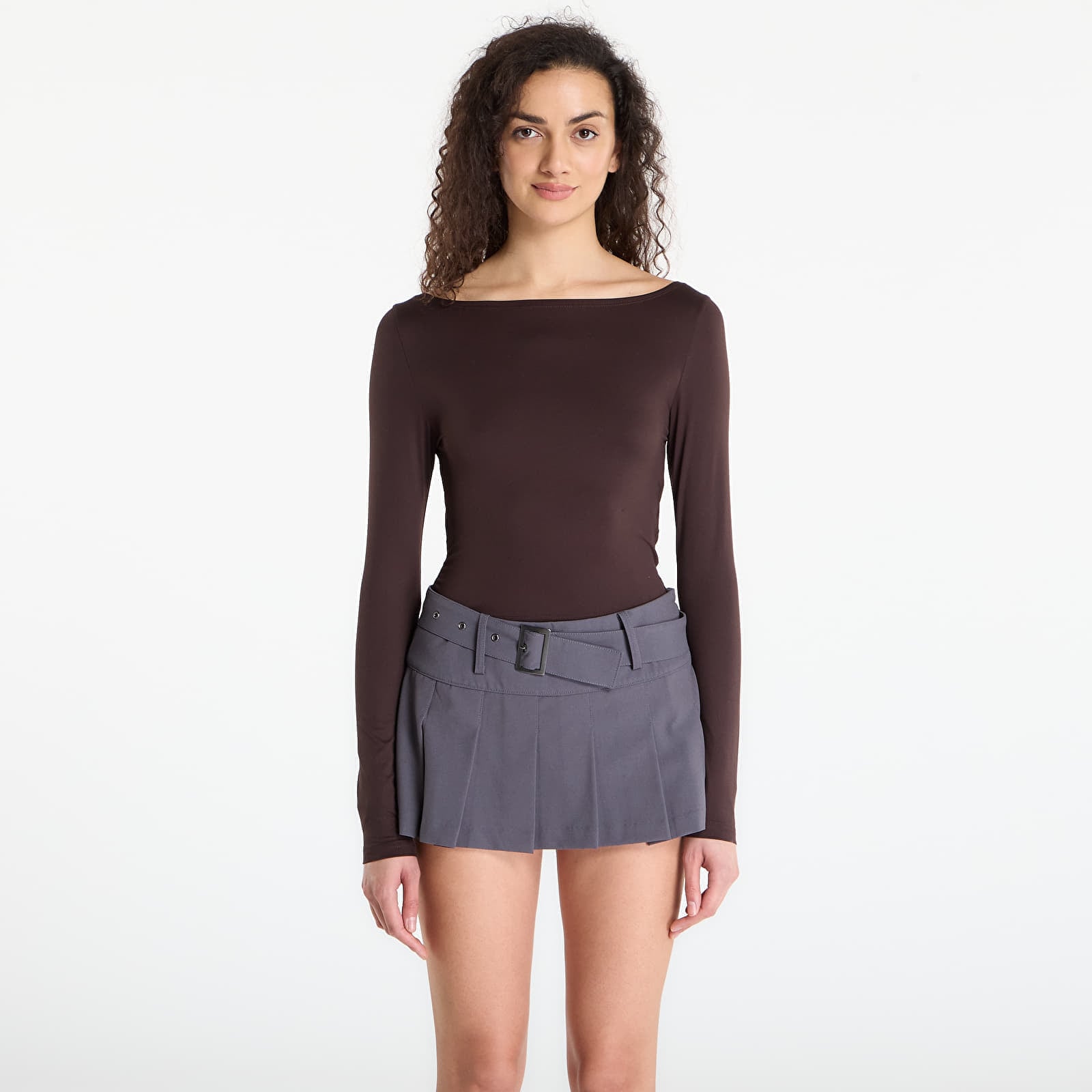 T-shirt Urban Classics Ladies Slim Fit Longsleeve Warm Brown S