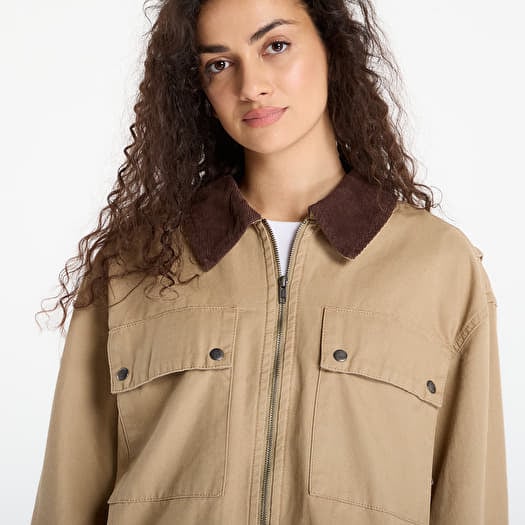 Urban Classics Ladies Workwear Cropped Cotton Jacket Union Beige