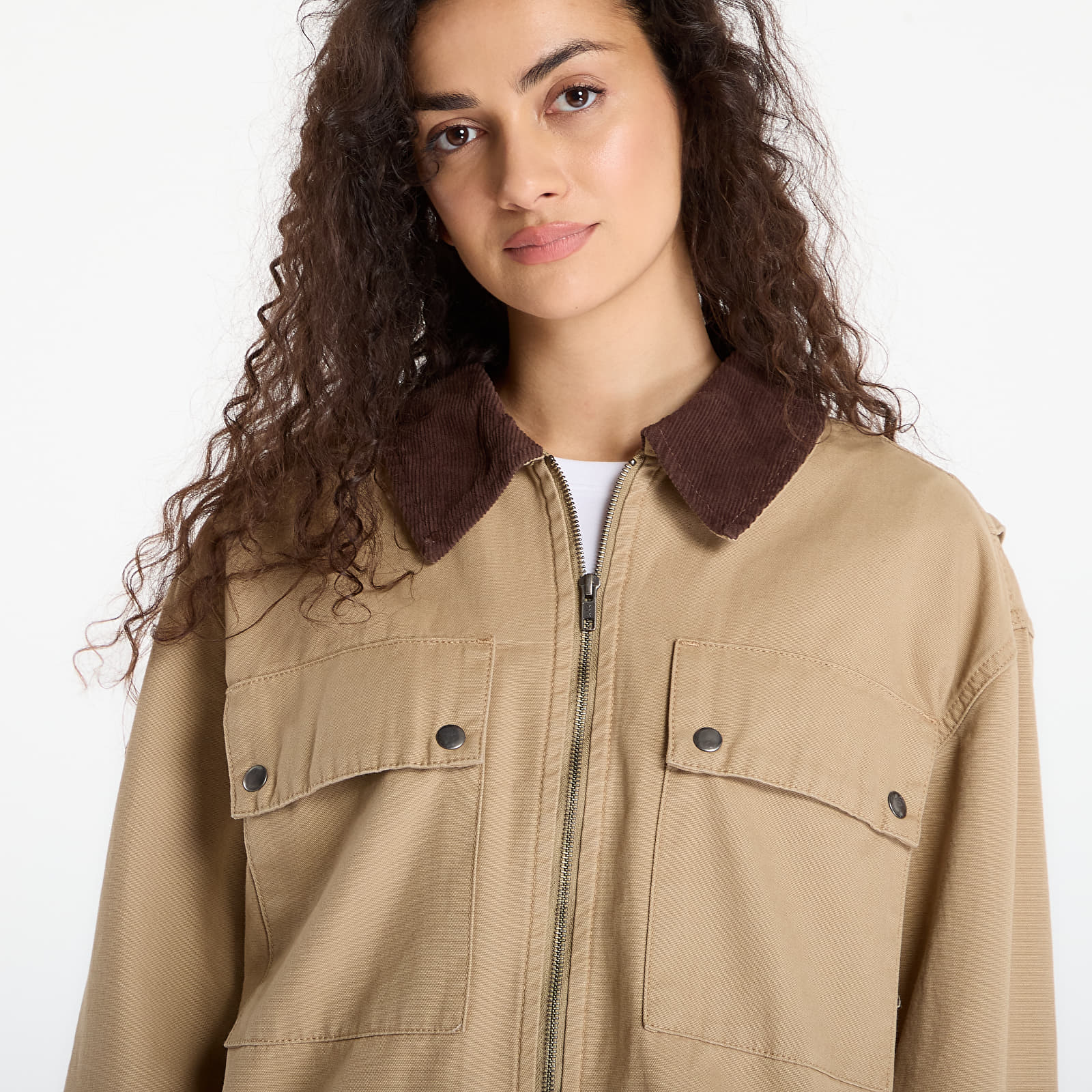 Women's jackets Urban Classics Ladies Workwear Cropped Cotton Jacket Union Beige