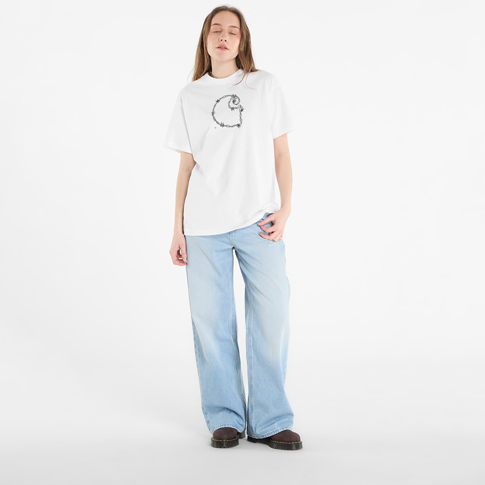 Meeste T-särgid Carhartt WIP S/S Barbwire C T-Shirt UNISEX White