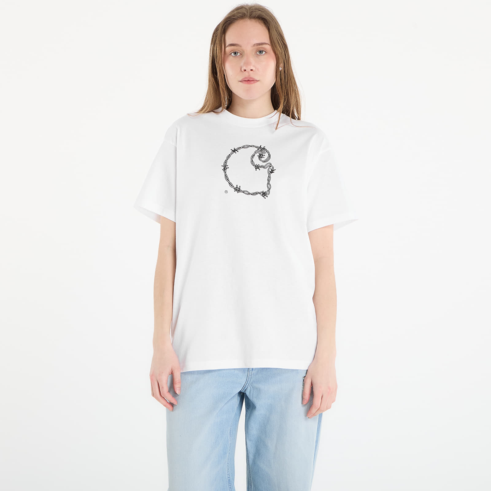 Meeste T-särgid Carhartt WIP S/S Barbwire C T-Shirt UNISEX White