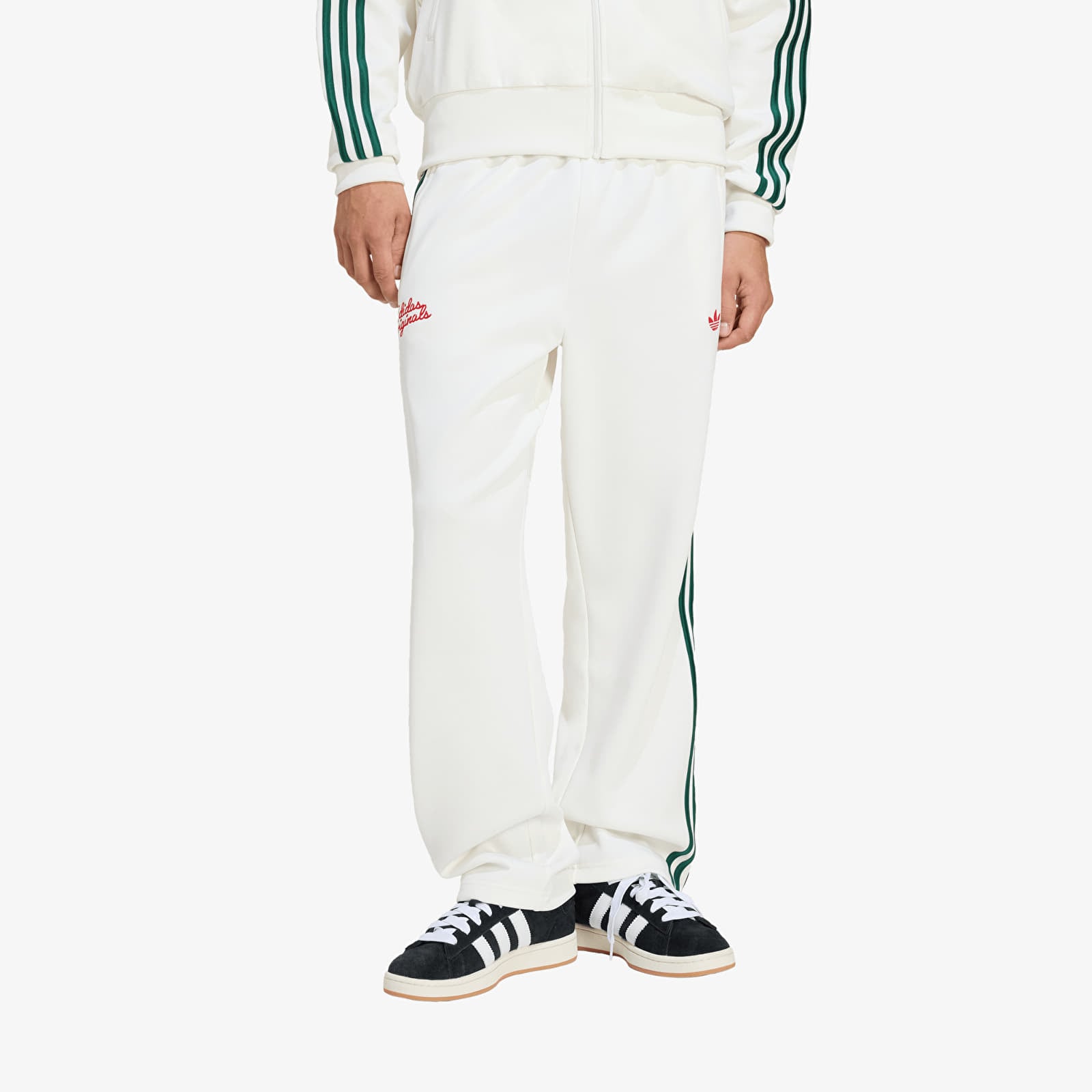 Pantaloni della tuta  adidas Track Pants Off White/ Collegiate Green