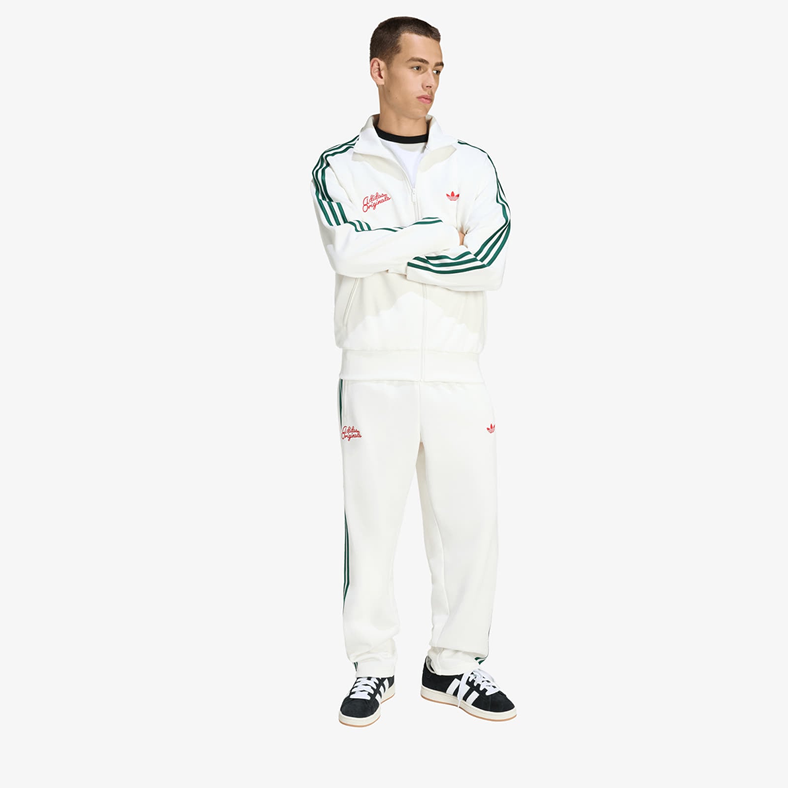 Pantaloni della tuta  adidas Track Pants Off White/ Collegiate Green