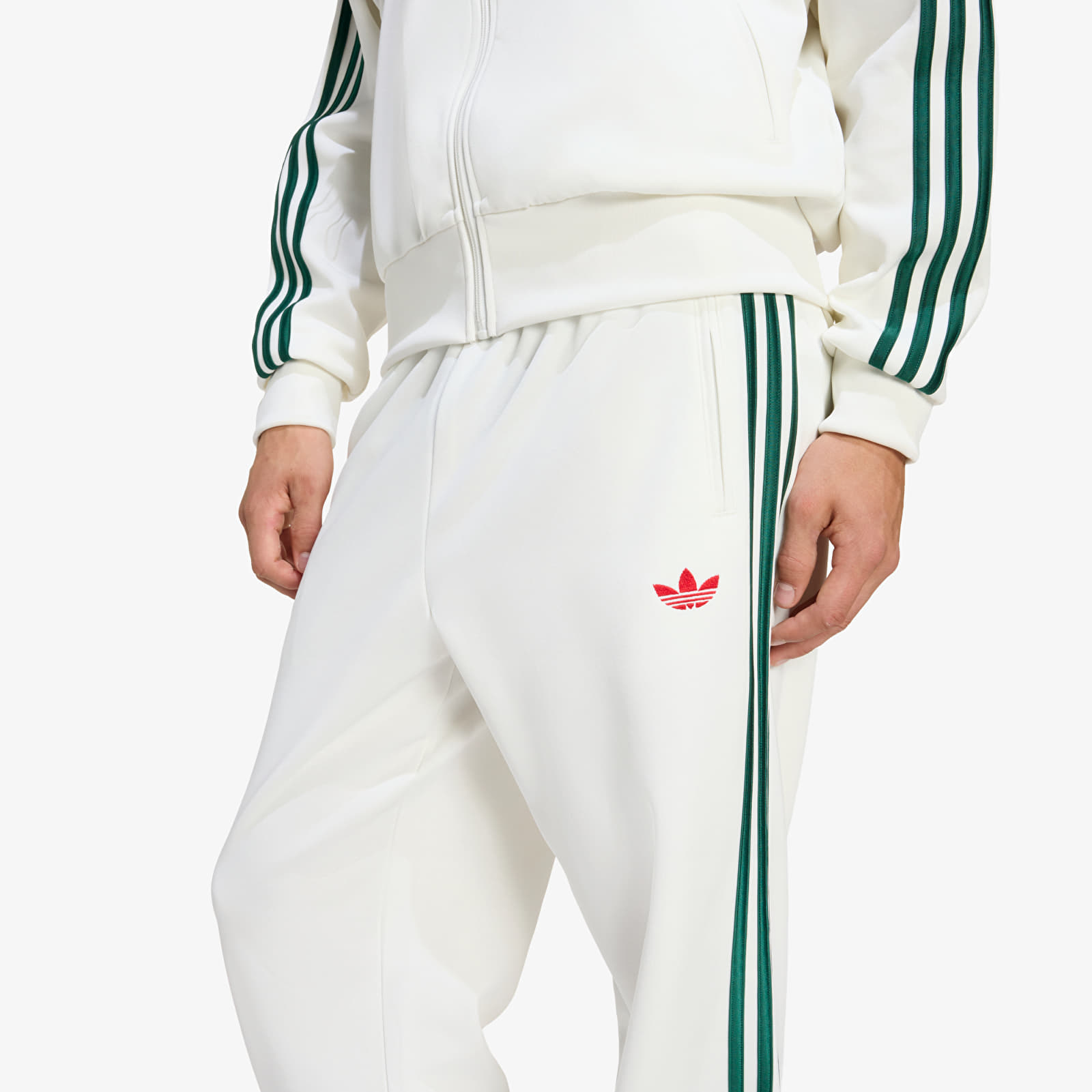 Pantaloni della tuta  adidas Track Pants Off White/ Collegiate Green