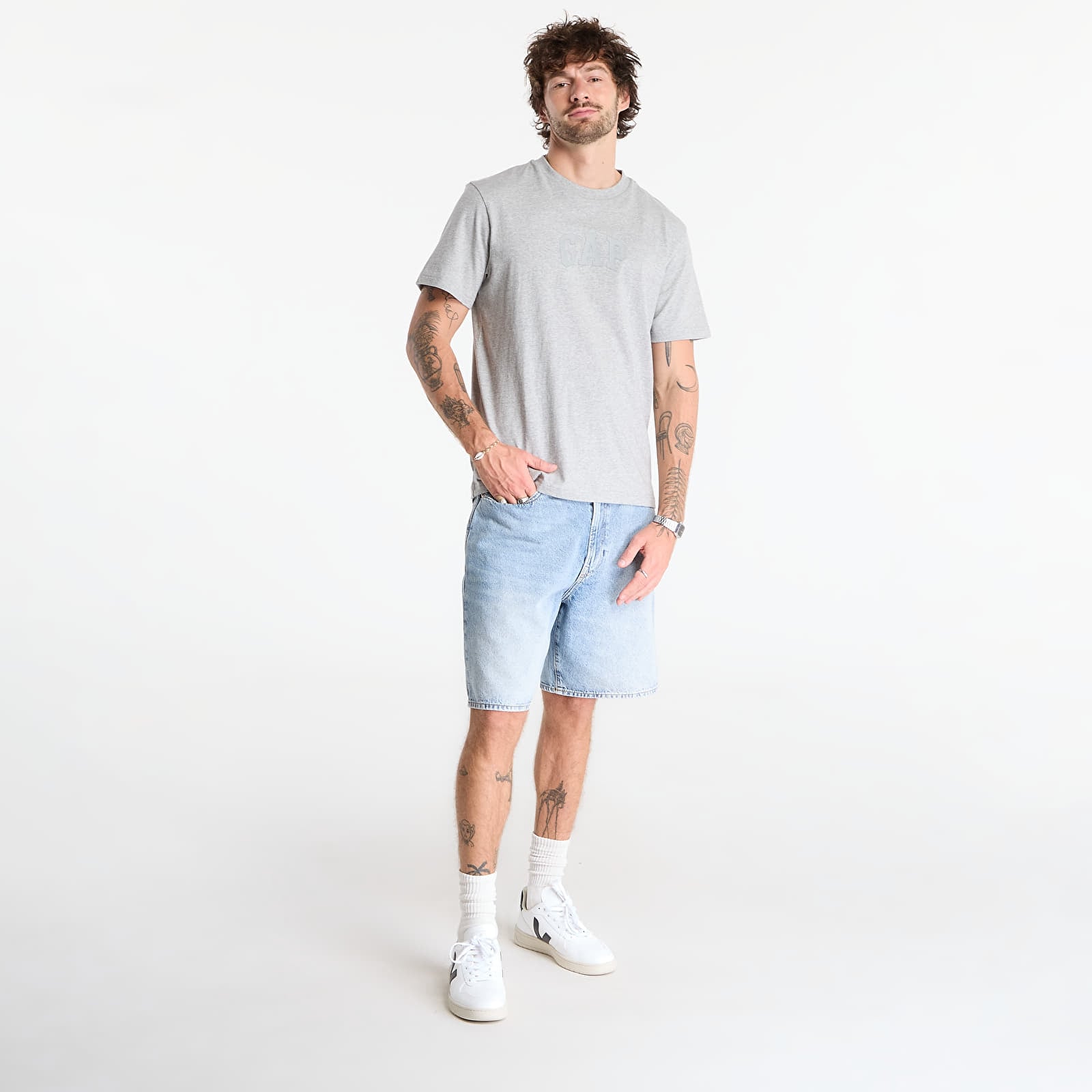 Kraťasy GAP Denim Loose Light Wash Short Medium Wash