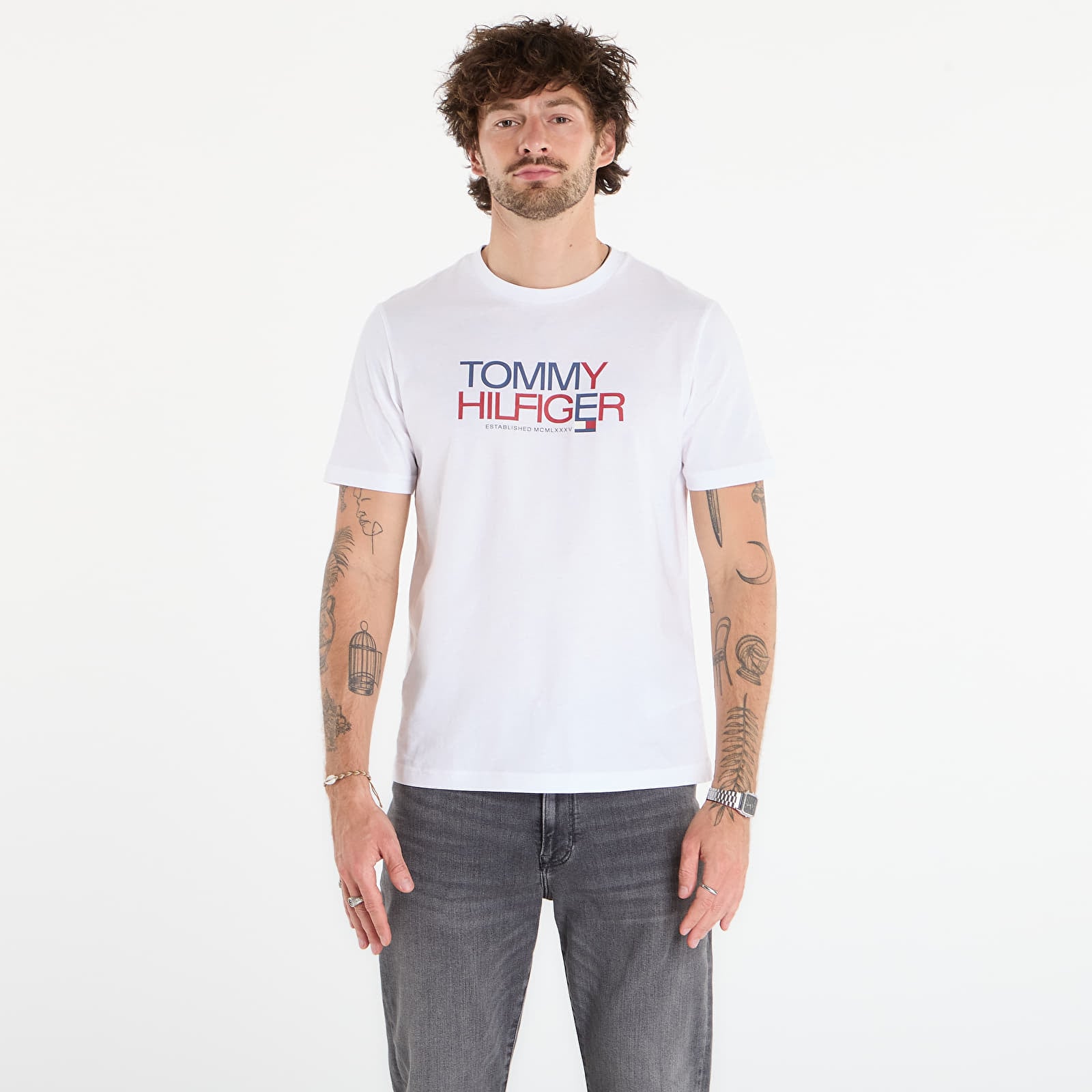 T-krekli Tommy Hilfiger Brand Love Big Text Tee White