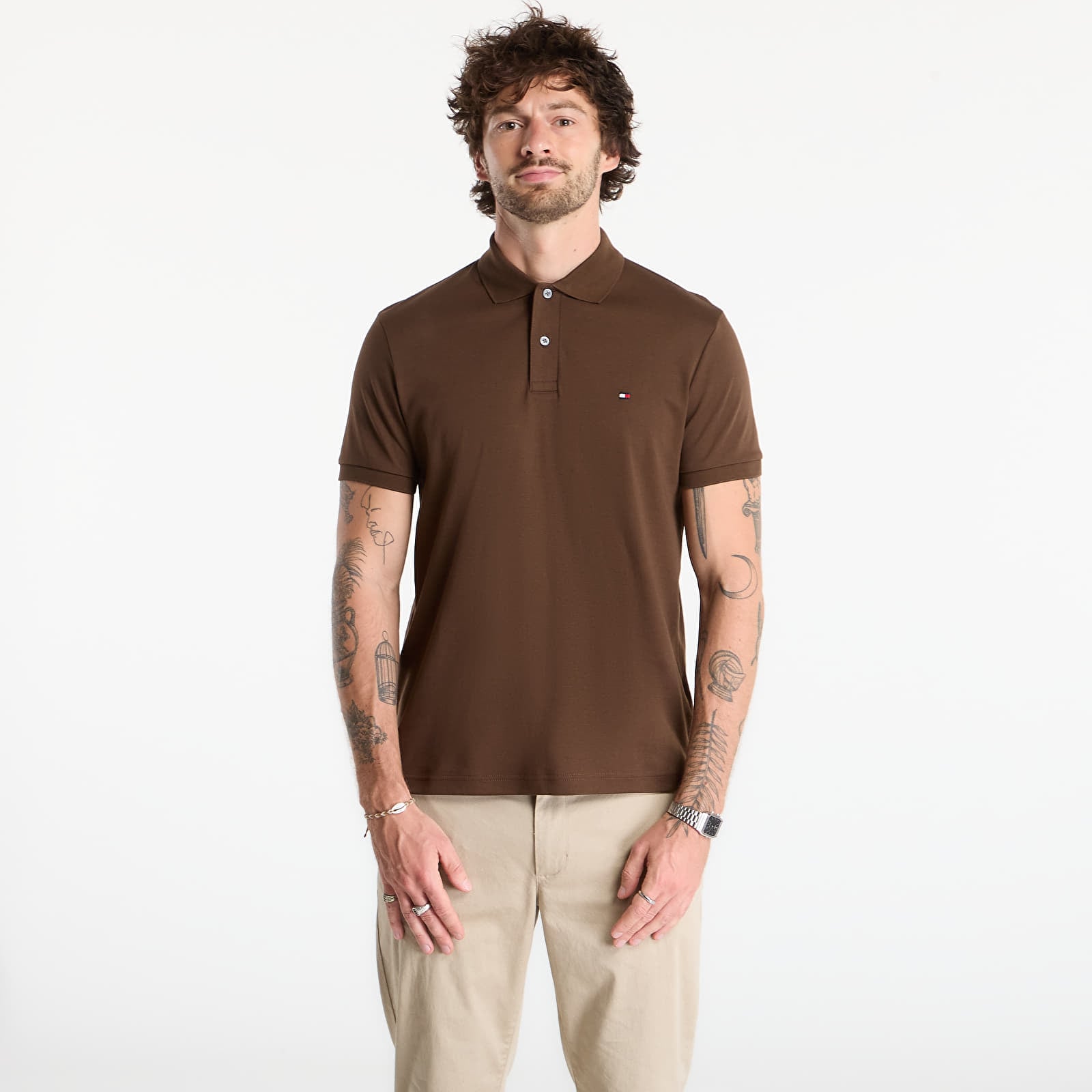 Marškinėliai Tommy Hilfiger Liquid Cotton Reg Seasonal Polo Legacy Brown