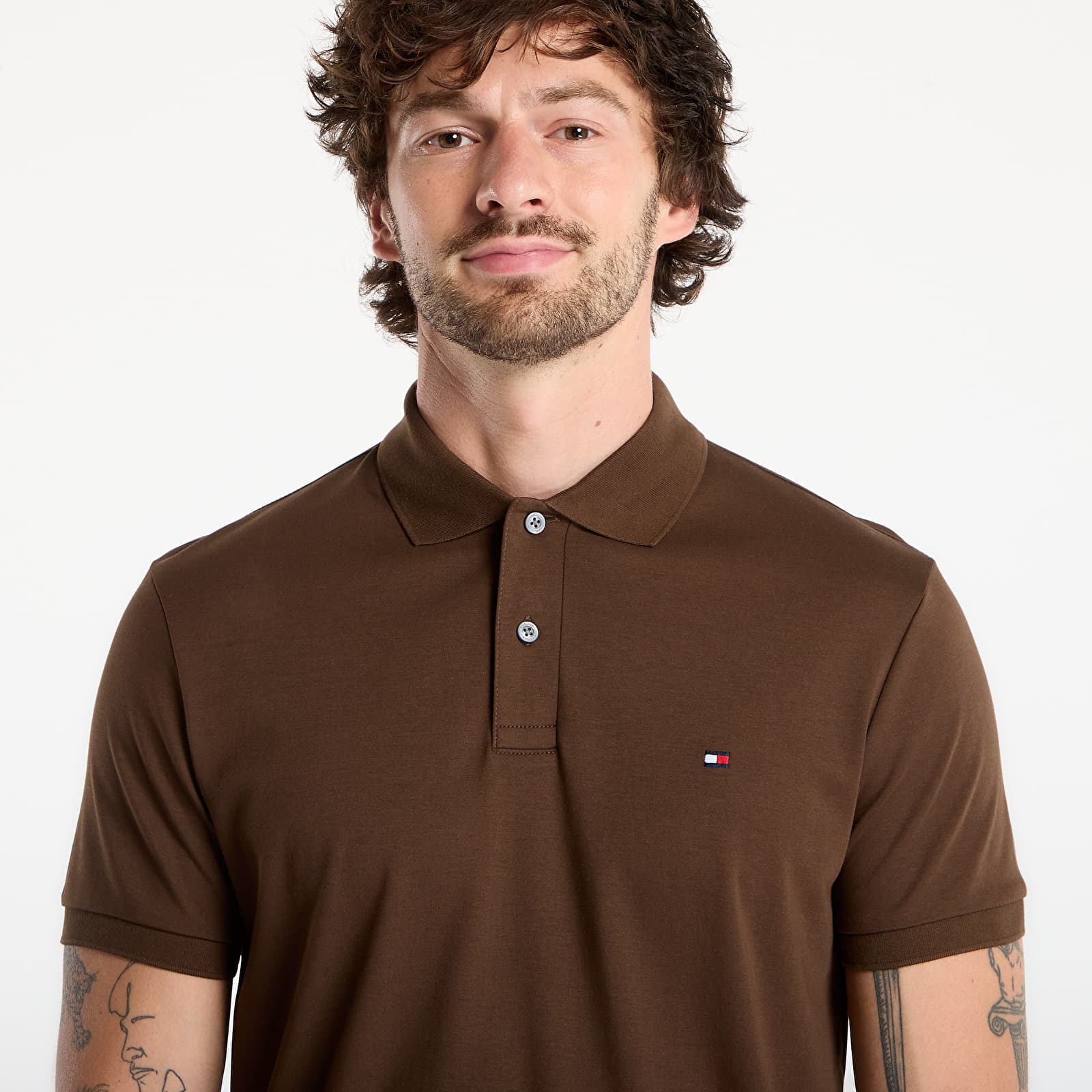 Marškinėliai Tommy Hilfiger Liquid Cotton Reg Seasonal Polo Legacy Brown