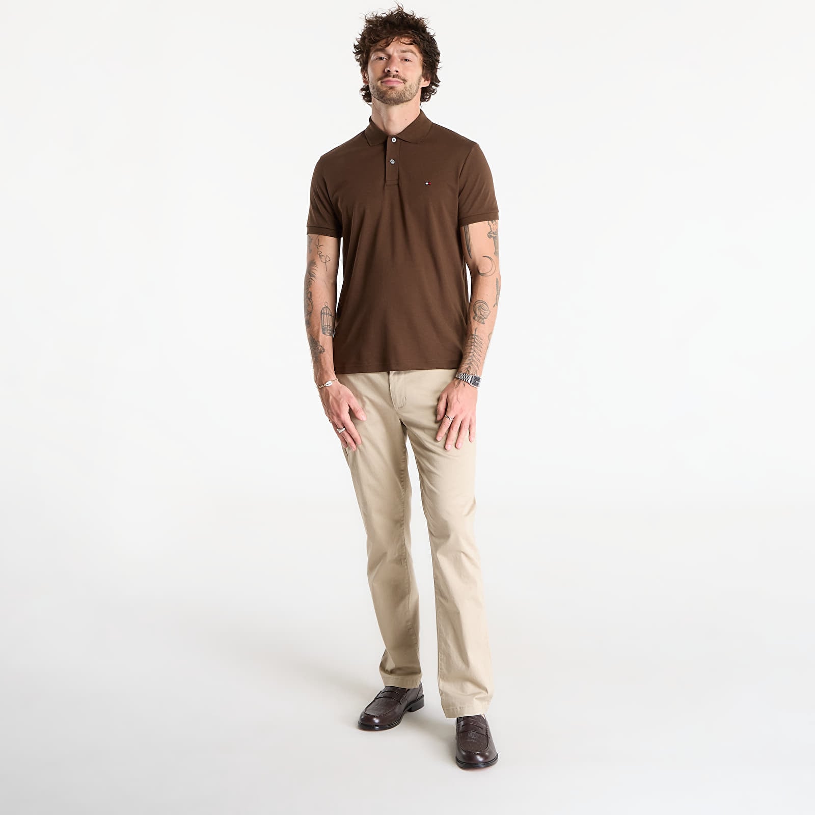 Marškinėliai Tommy Hilfiger Liquid Cotton Reg Seasonal Polo Legacy Brown